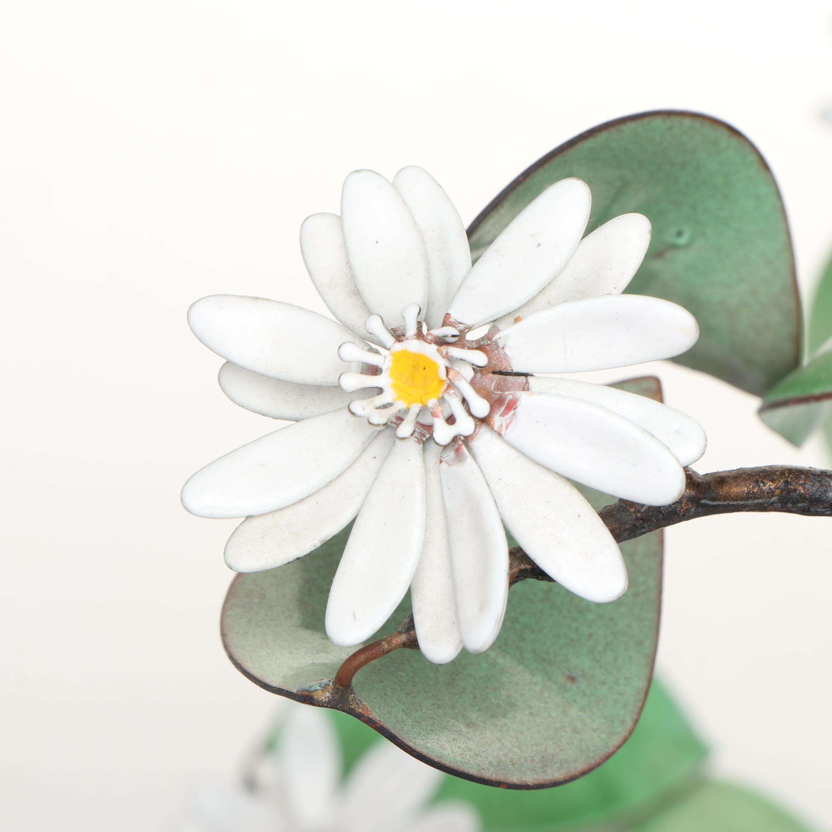 Metal English Daisy Bonsai Tree in Ceramic Bowl