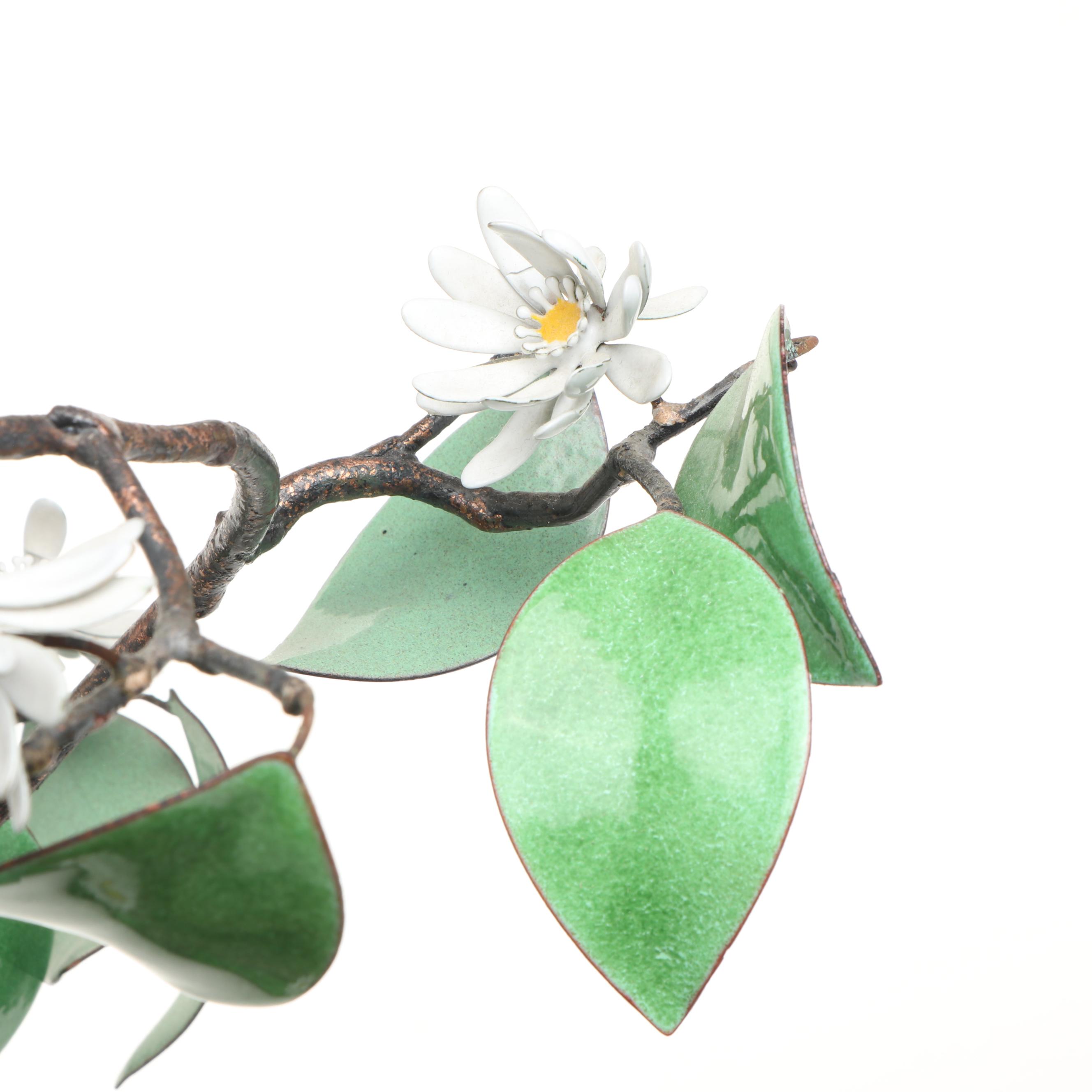 Metal English Daisy Bonsai Tree in Ceramic Bowl