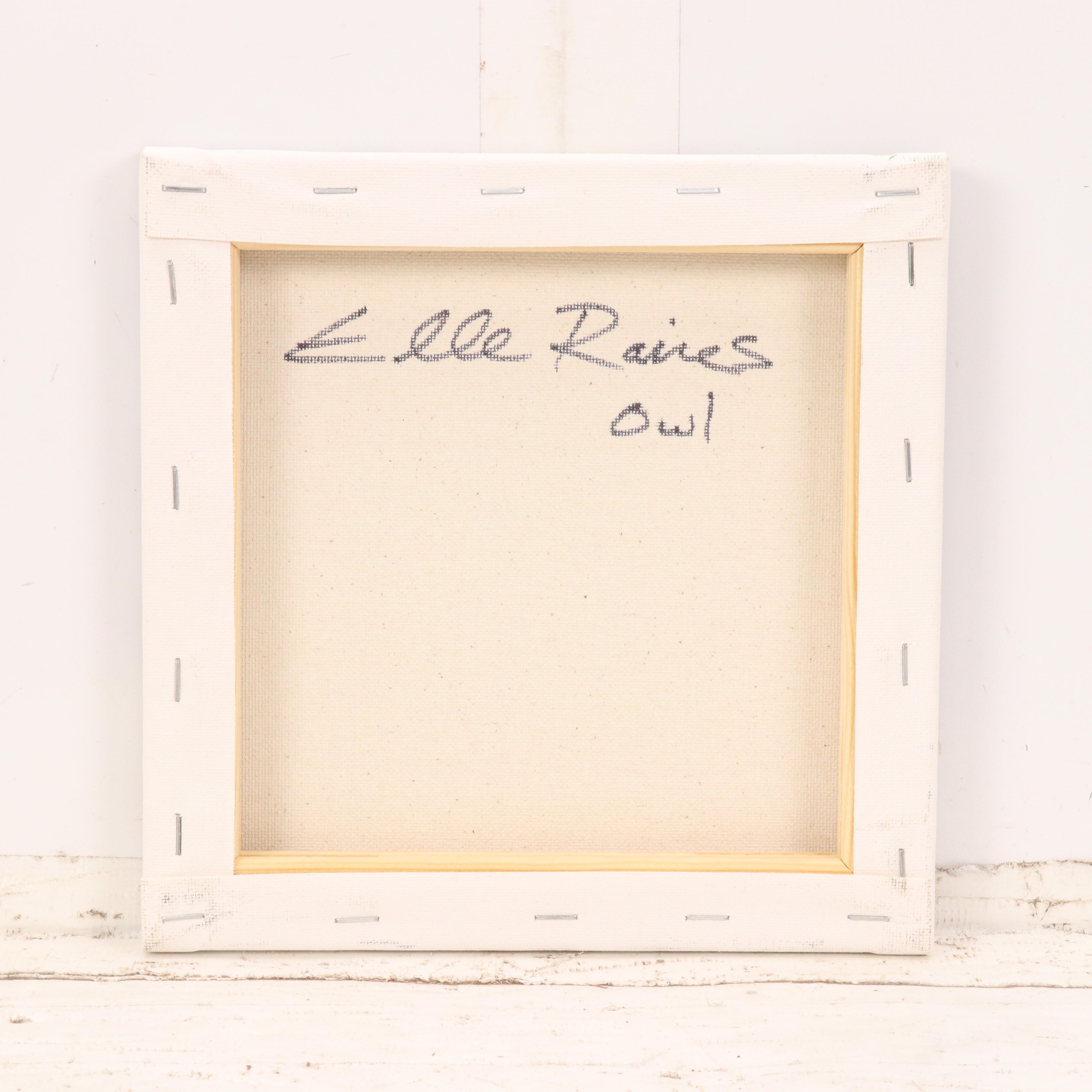 Elle Raines Stylized Acrylic Painting "Owl," 21st Century