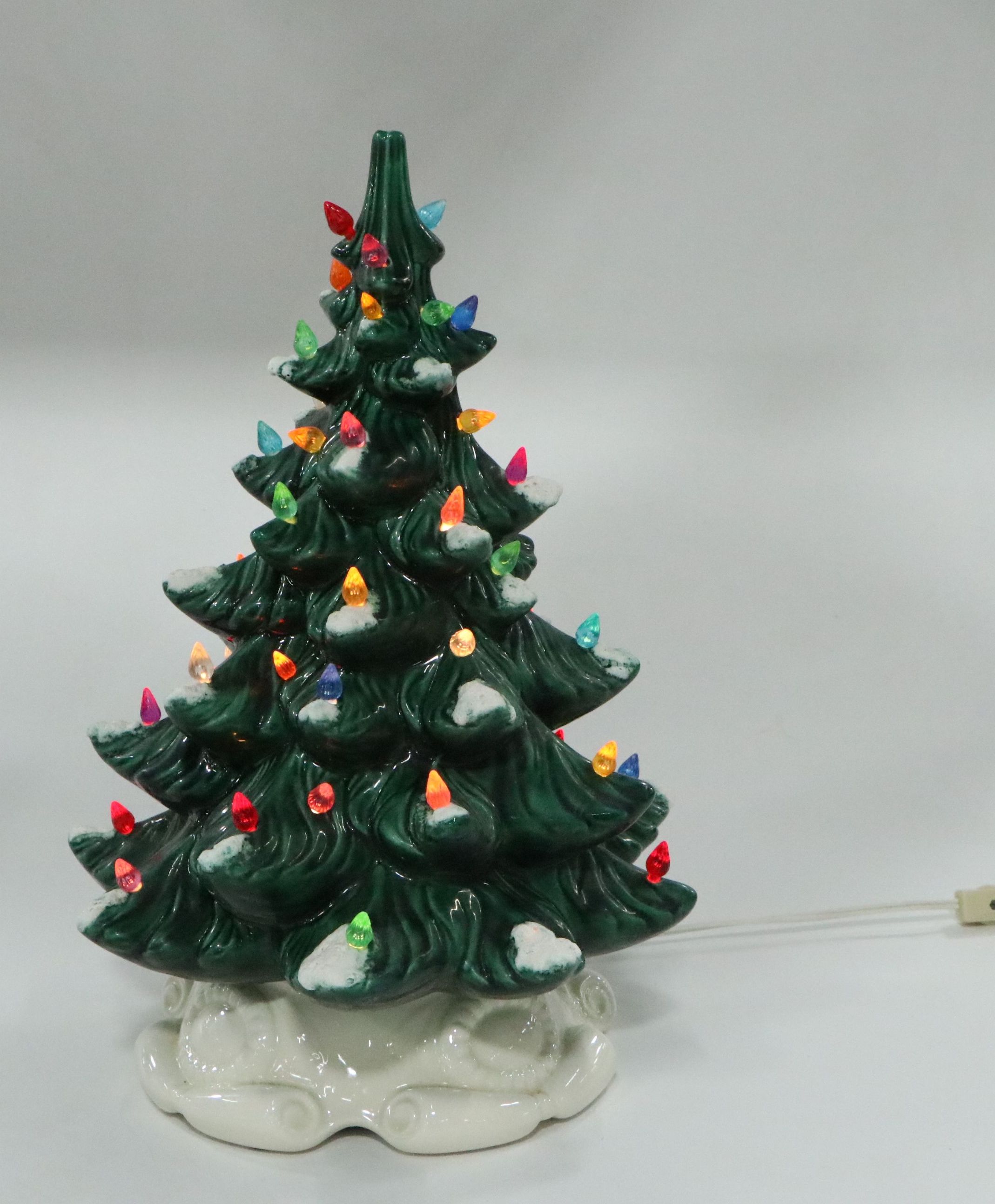 Ceramic Tabletop Christmas Tree With Multicolor Light Bulbs