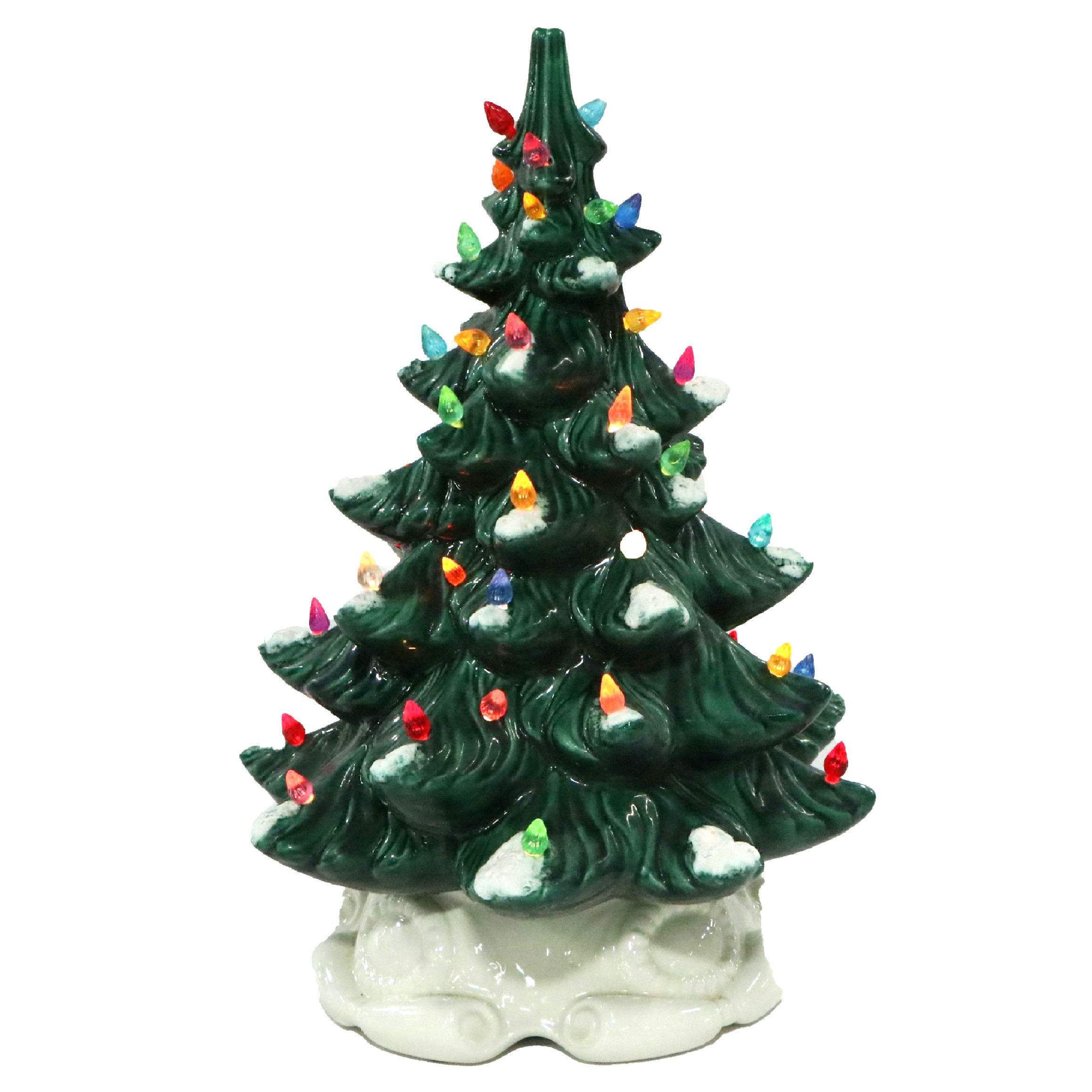 Ceramic Tabletop Christmas Tree With Multicolor Light Bulbs