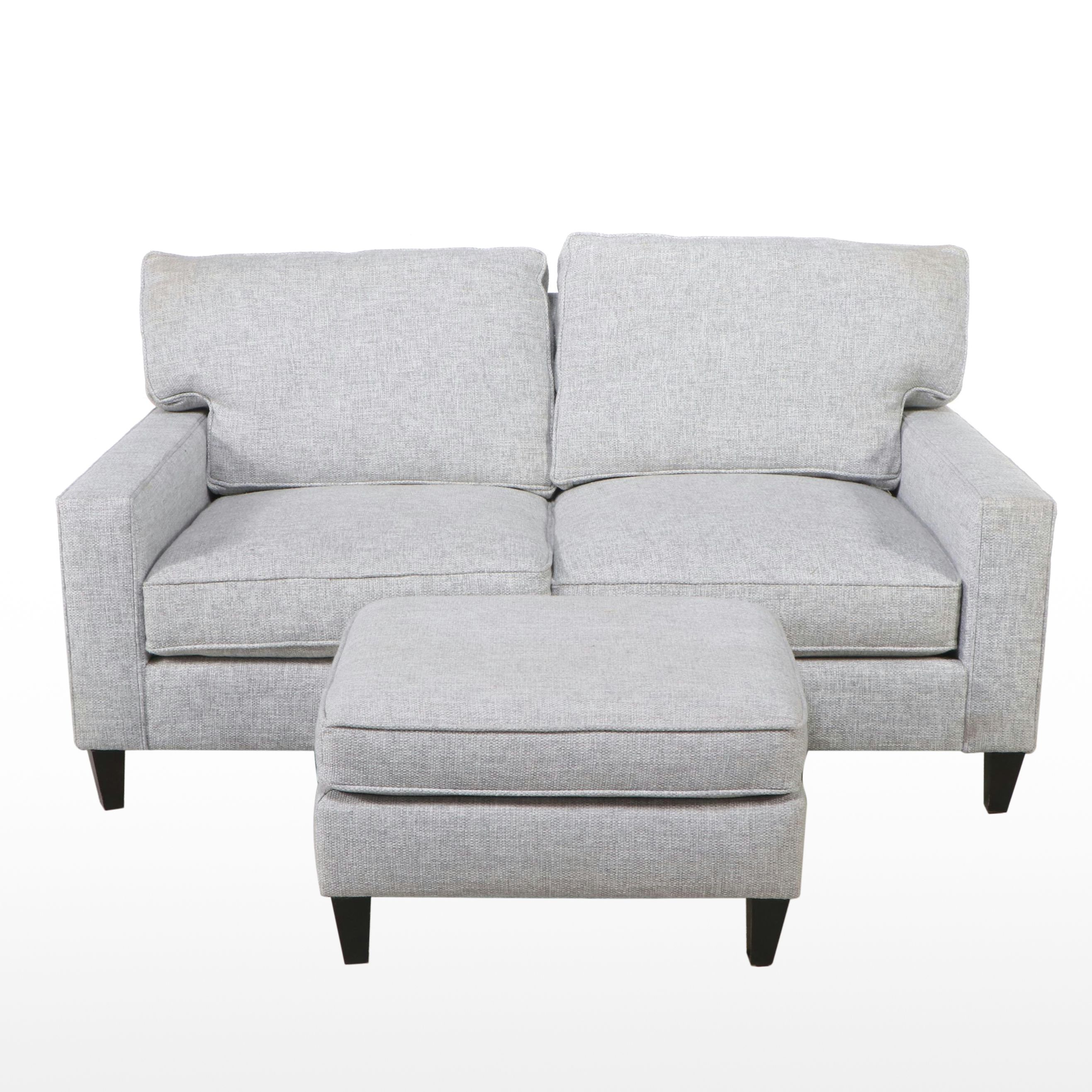 Bernhardt Chenille Loveseat and Ottoman