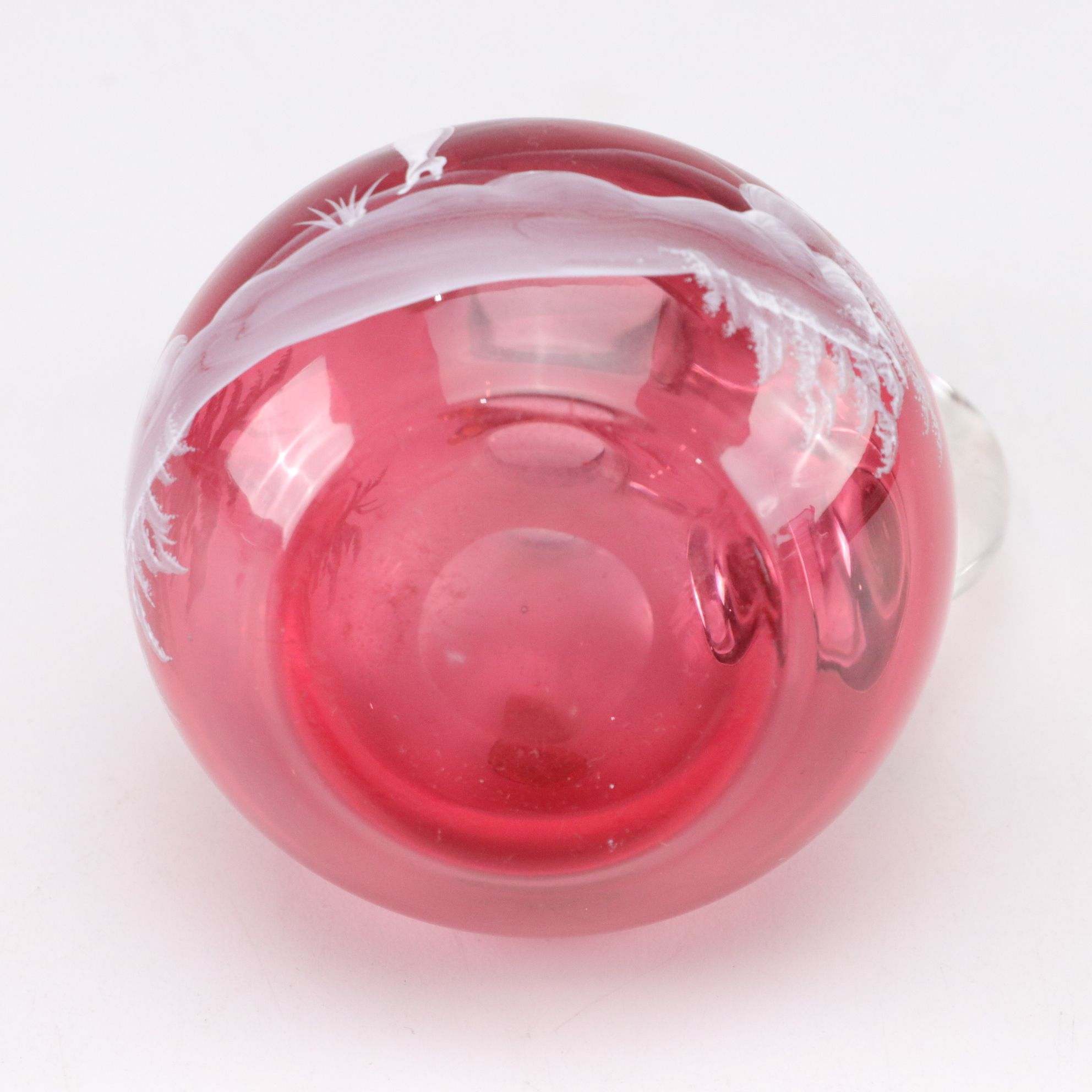 Mary Gregory Style Cranberry Glass Cruets, Pitchers & Bell