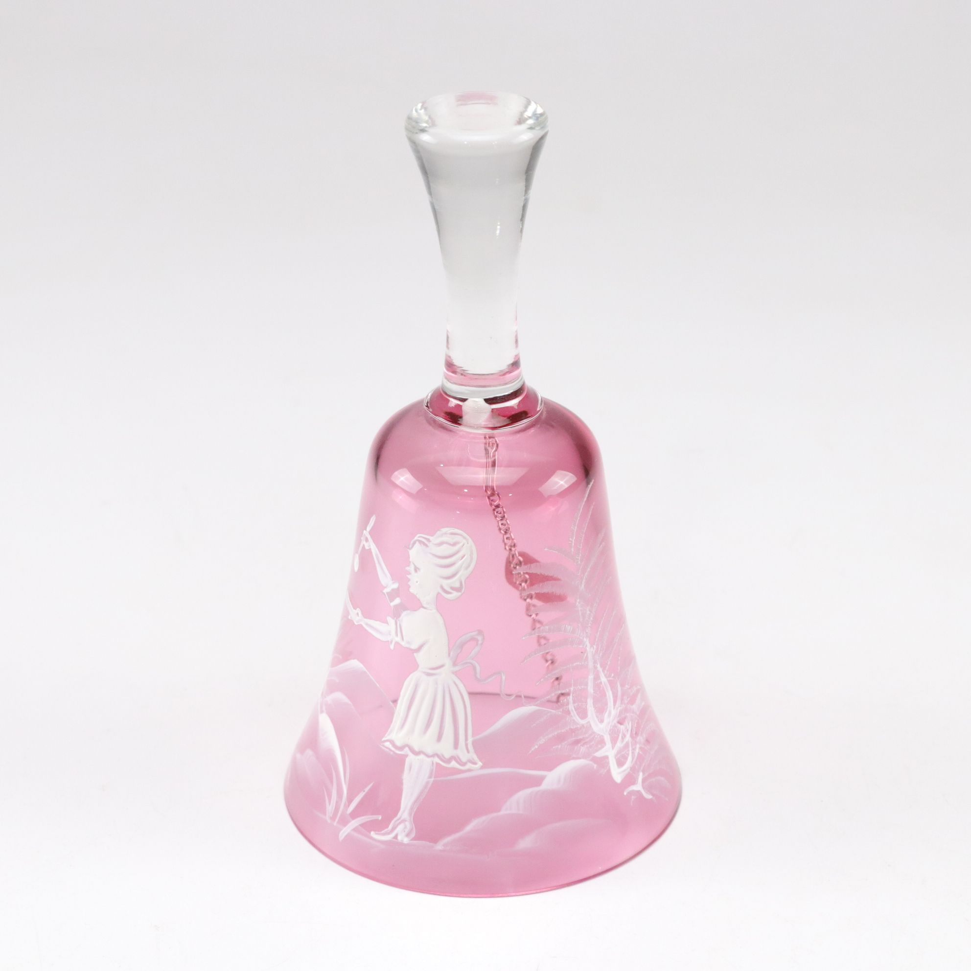 Mary Gregory Style Cranberry Glass Cruets, Pitchers & Bell