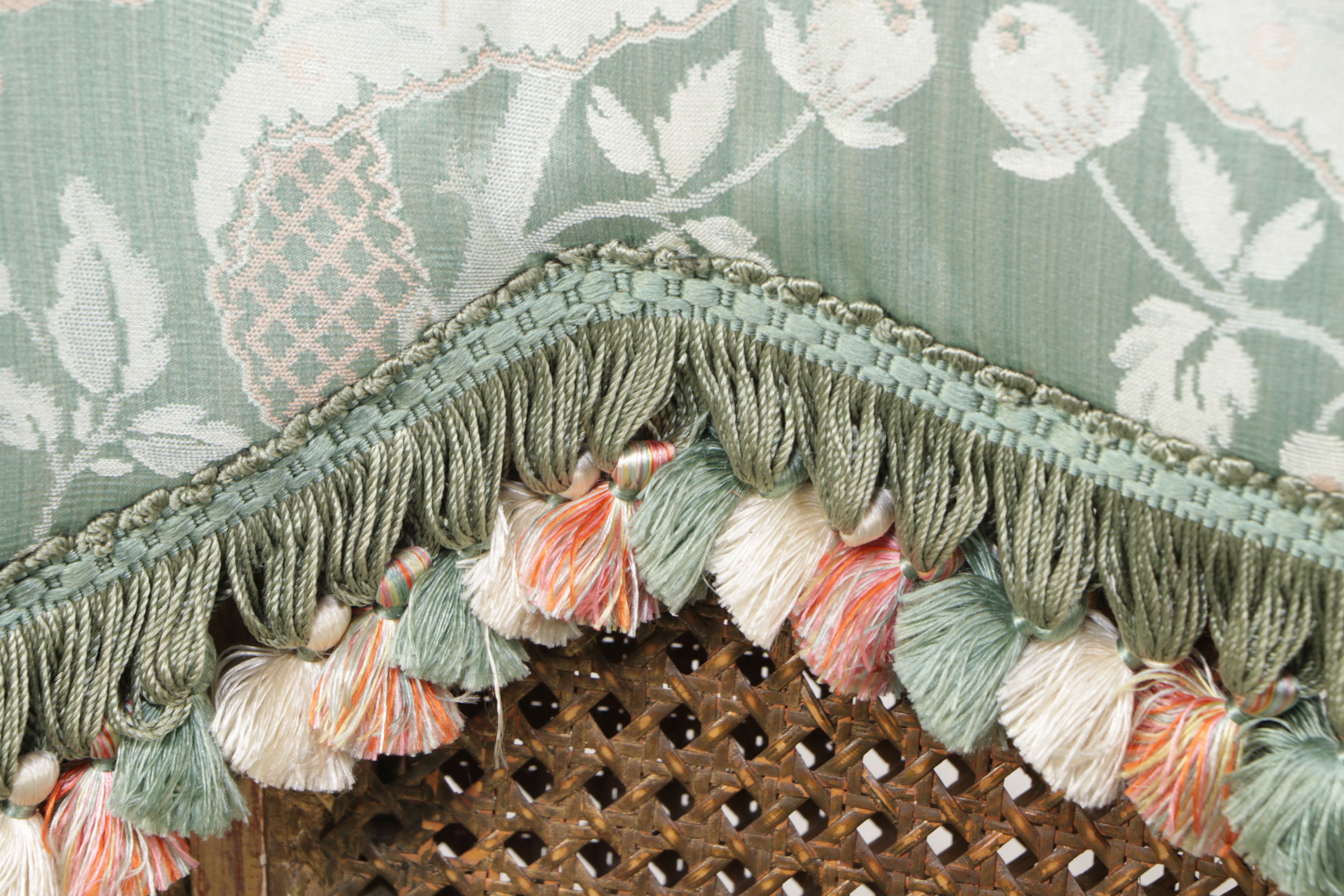 Louis XVI Can and Damask Upholstered Bergere