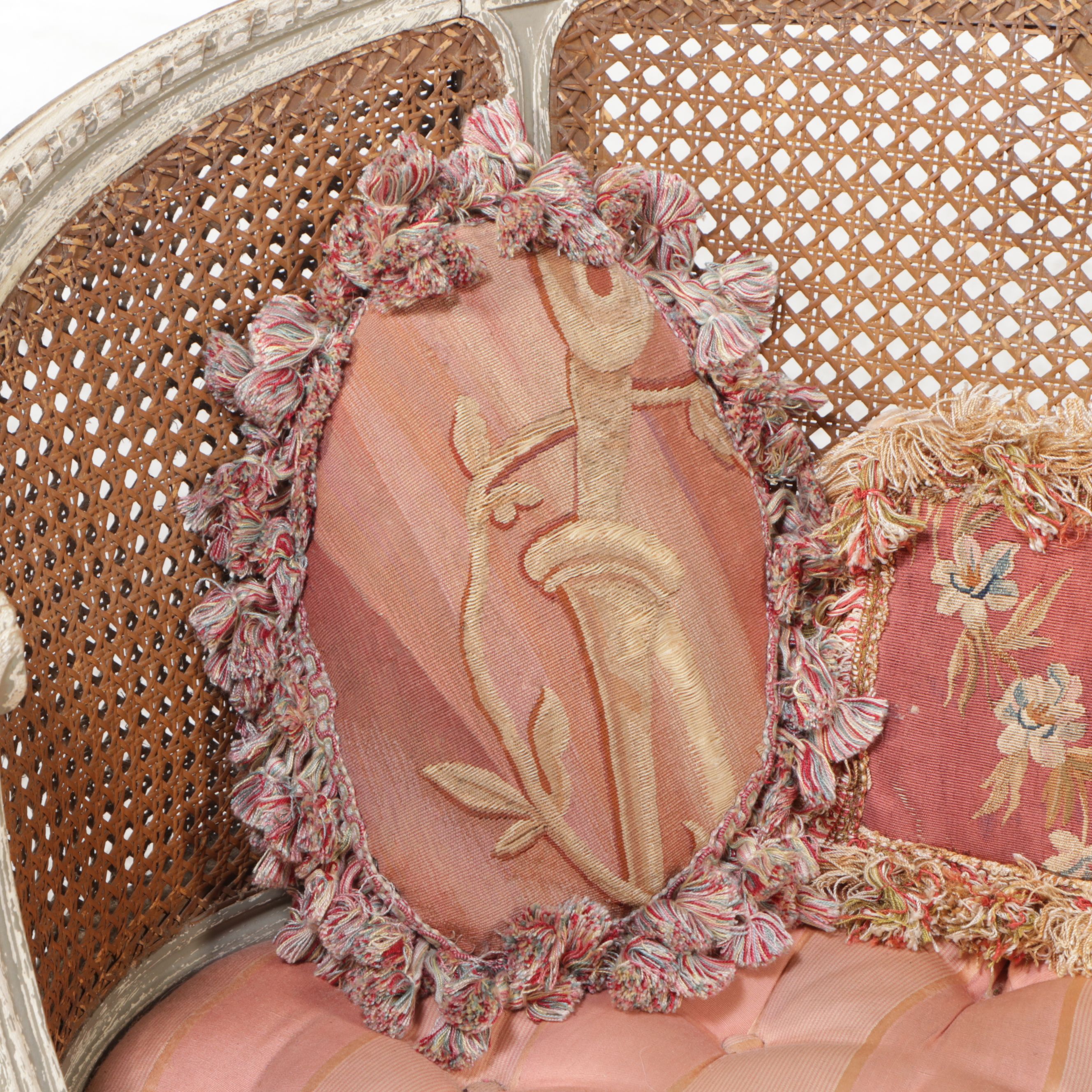 Louis XV Style Carved Wood and Cane Settee