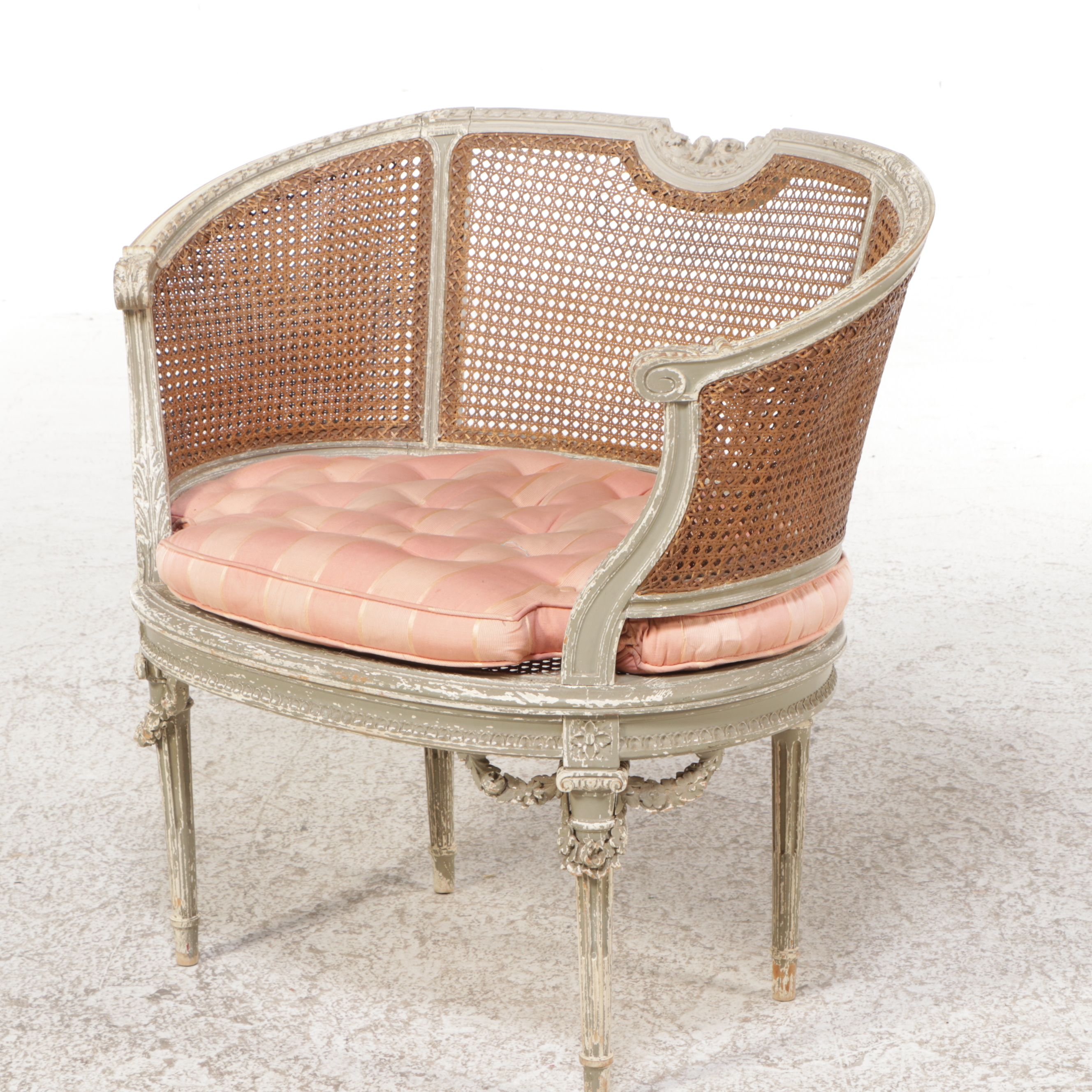 Louis XV Style Carved Wood and Cane Settee