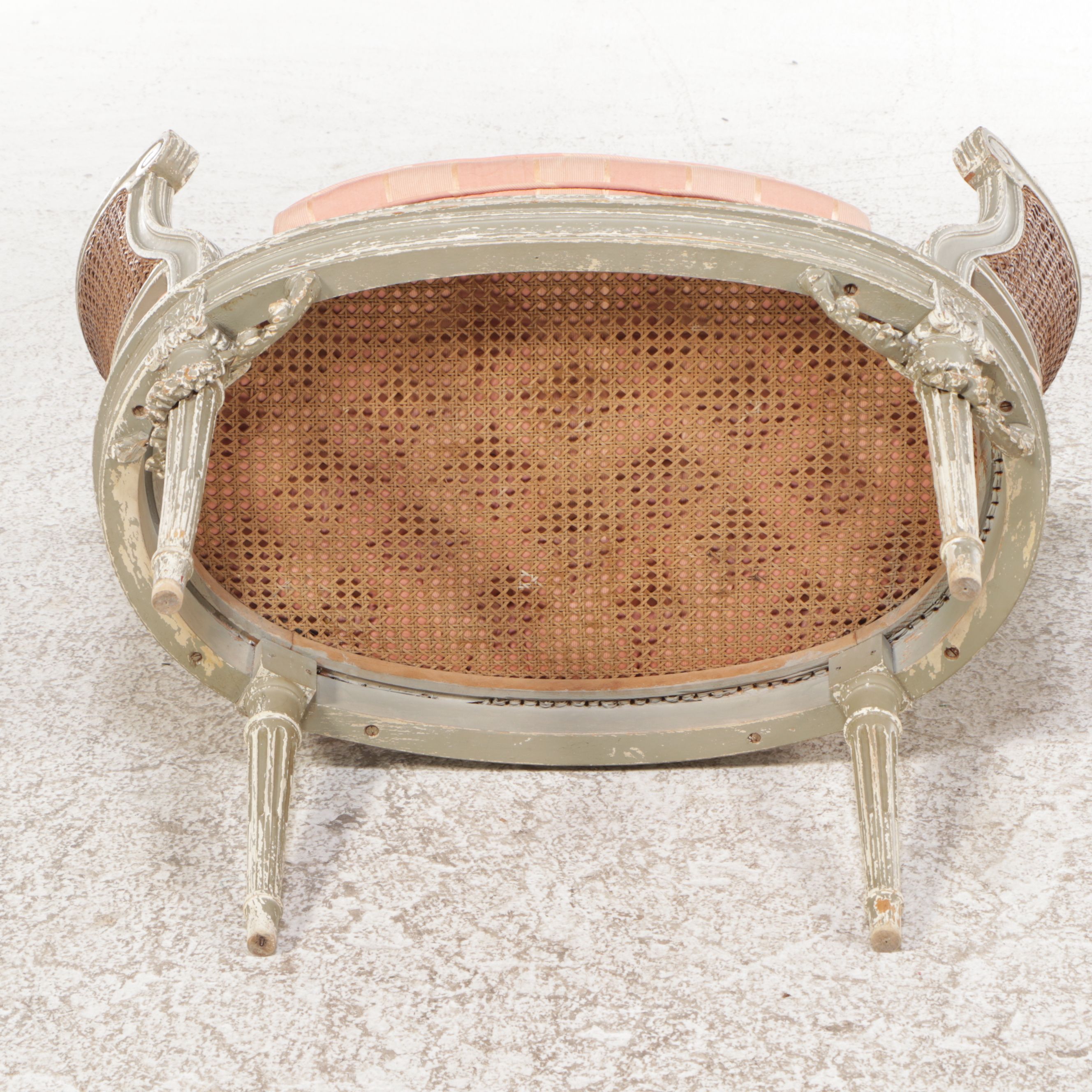 Louis XV Style Carved Wood and Cane Settee