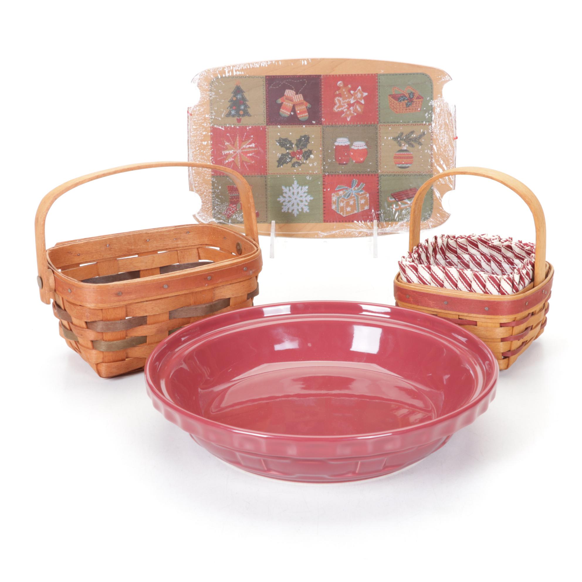 Longaberger Baskets with Decorative lid and Baking Dish