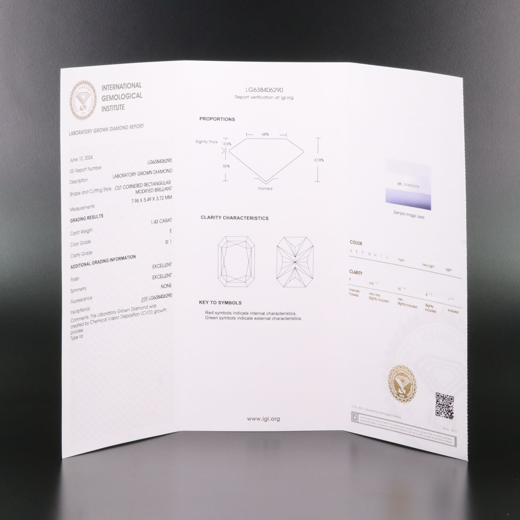 Loose 1.43 CT Lab Grown Diamond with IGI Report