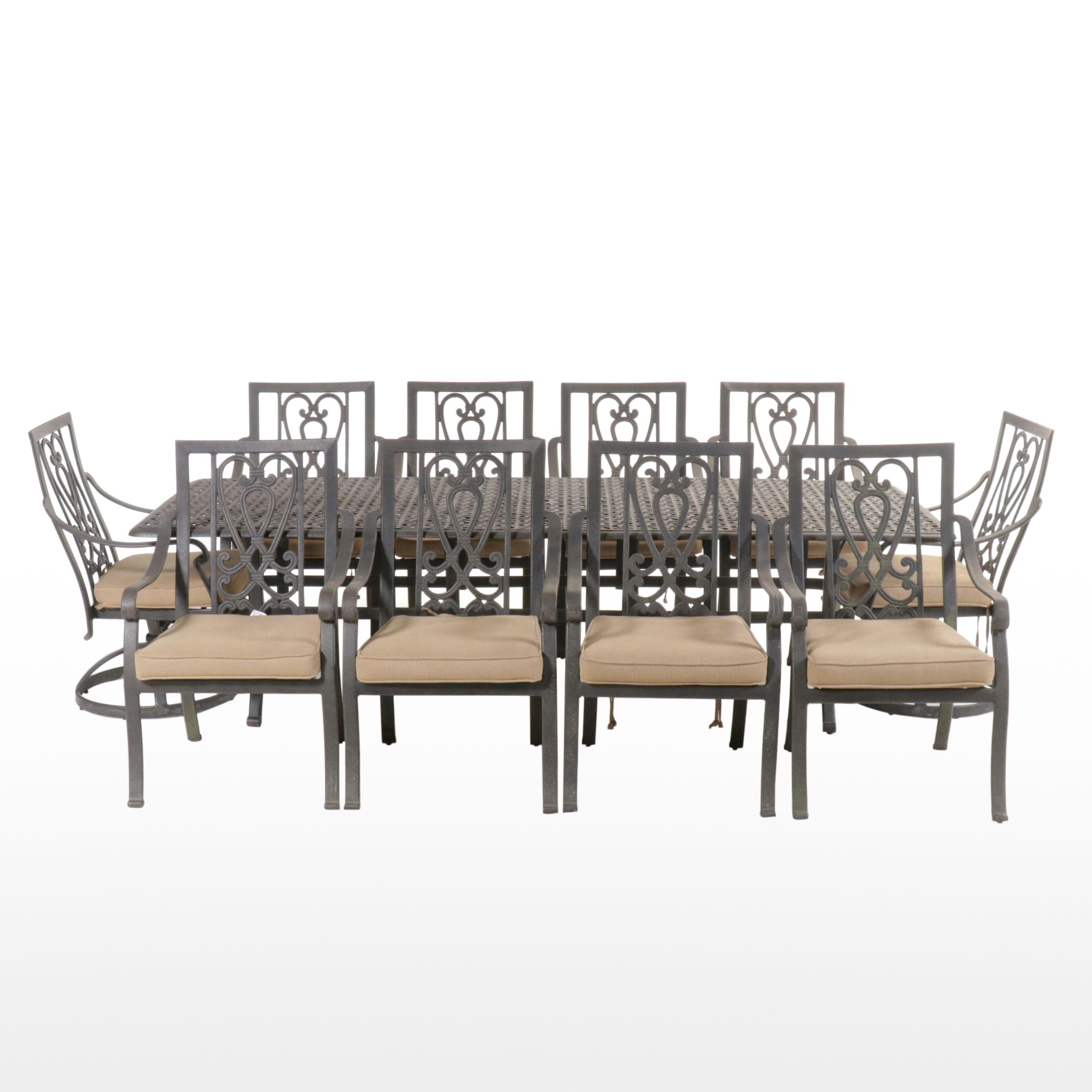 Metal Patio Dining Table and Ten Chairs