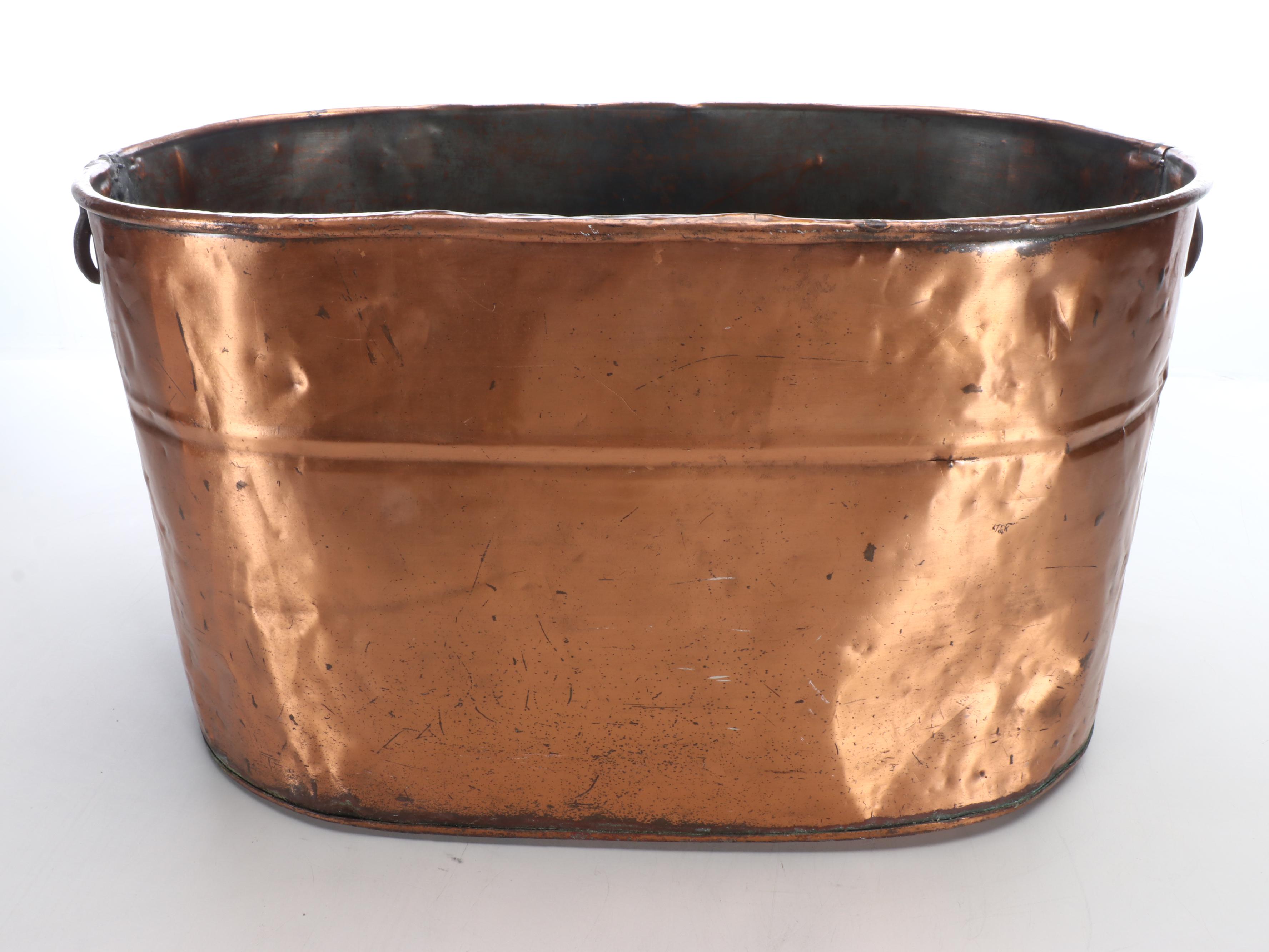 Copper Basket with Hammered Copper Decorative Bowl