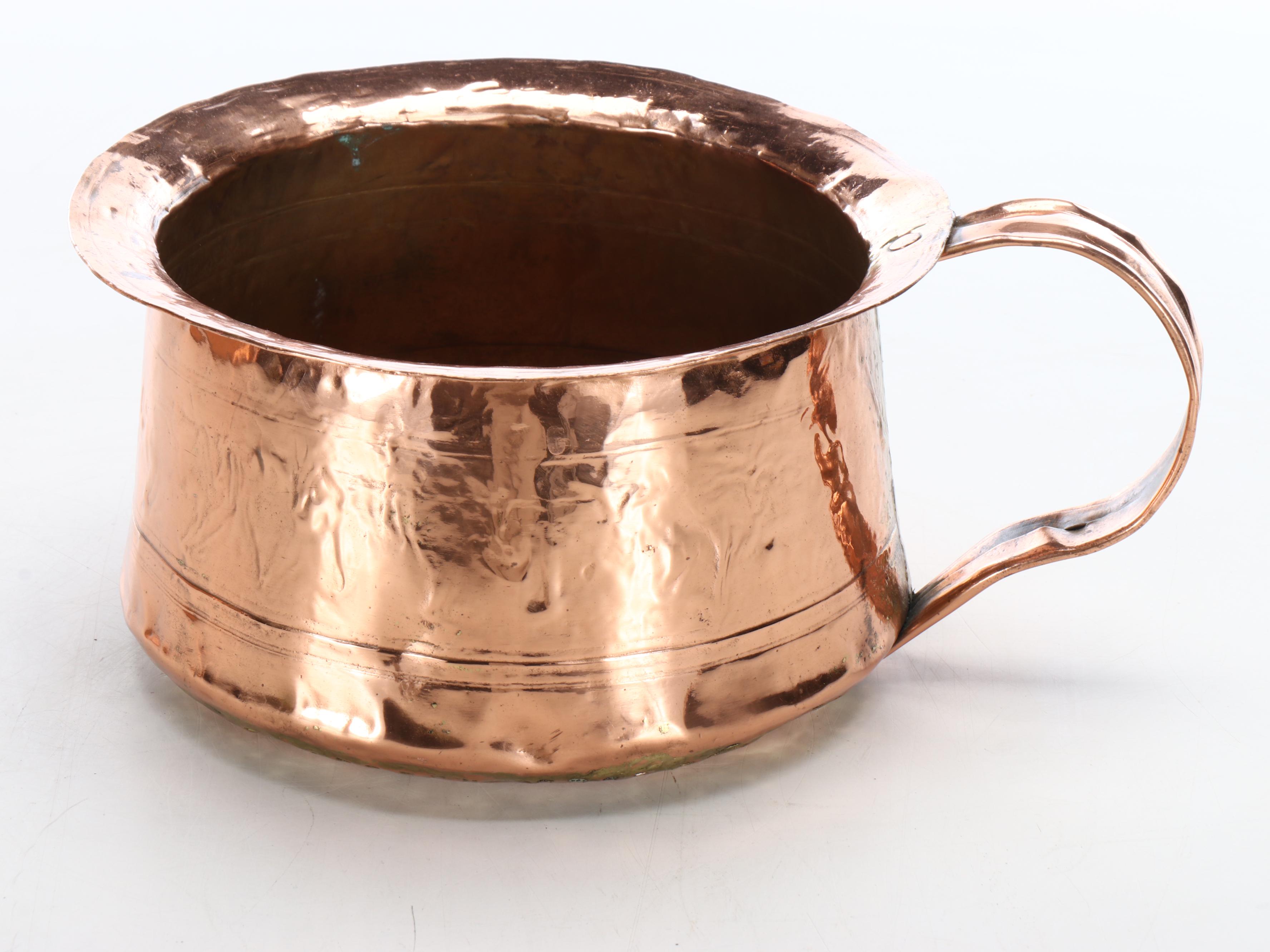 Copper Basket with Hammered Copper Decorative Bowl