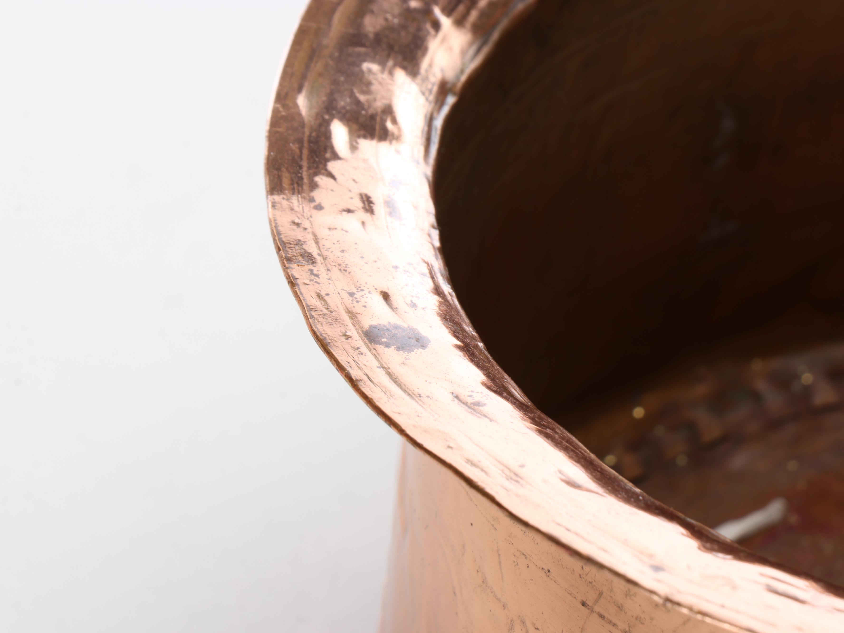 Copper Basket with Hammered Copper Decorative Bowl