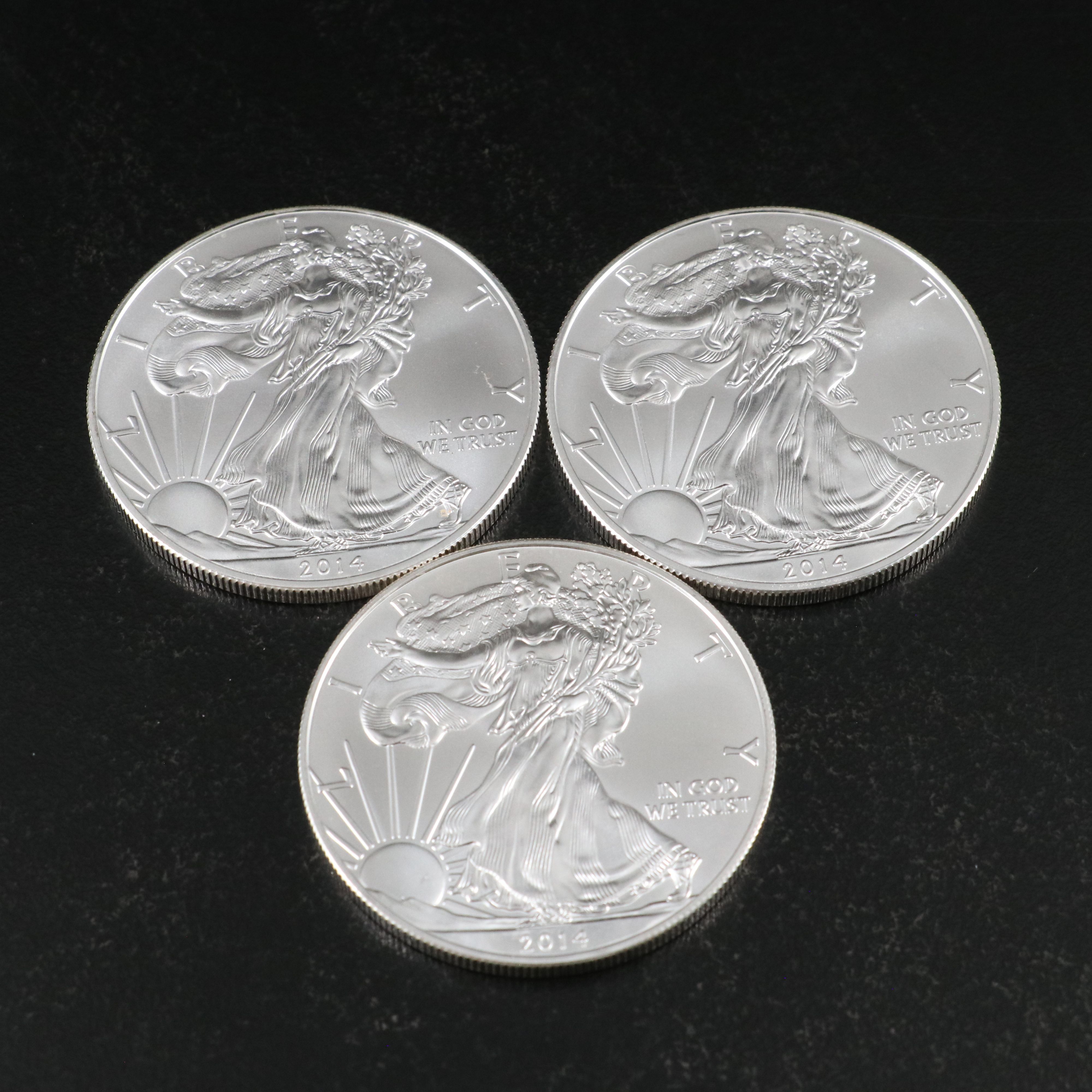 Three 2014 U.S. Silver Eagles