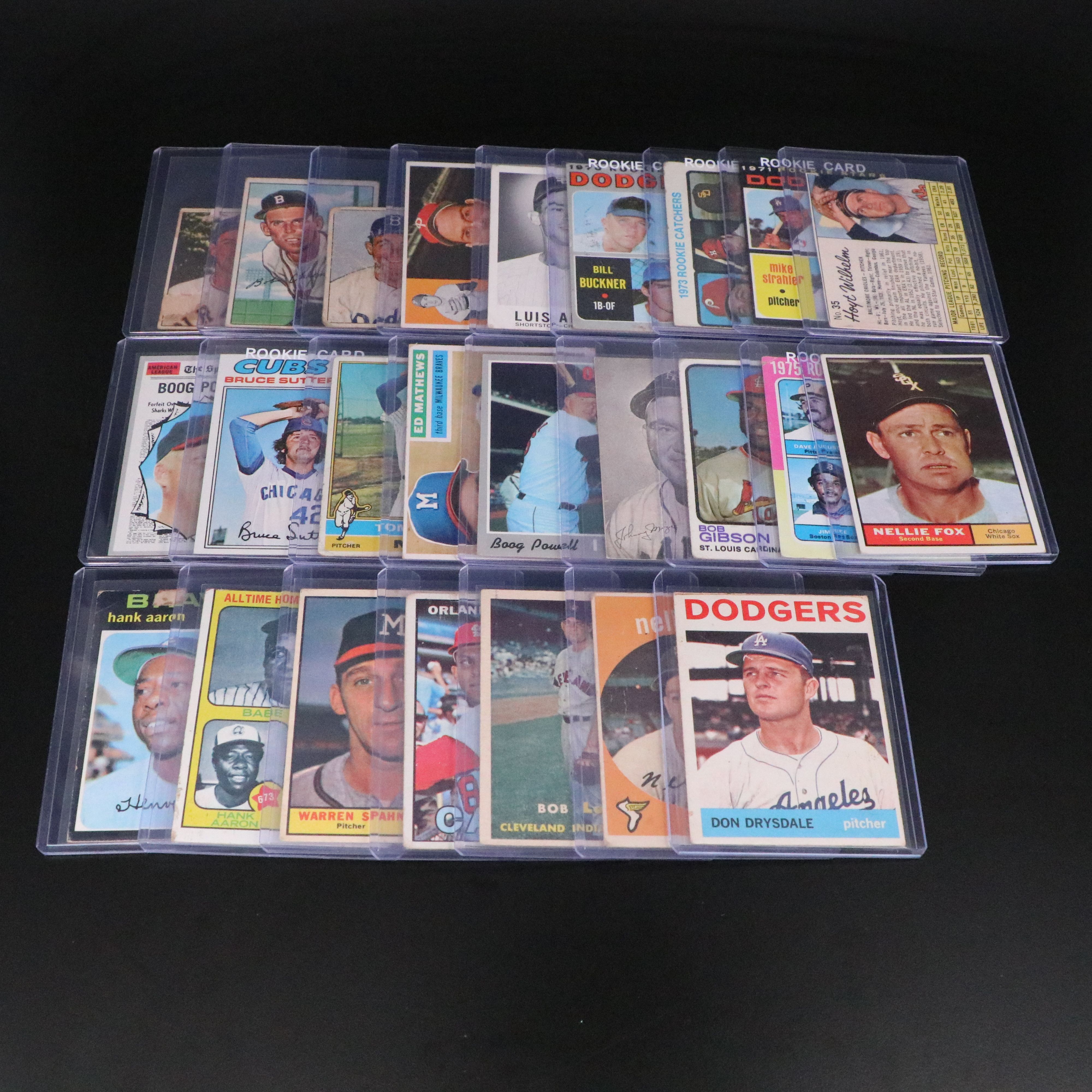 Topps with Other Baseball Cards Featuring Hank Aaron, Bob Gibson, and More