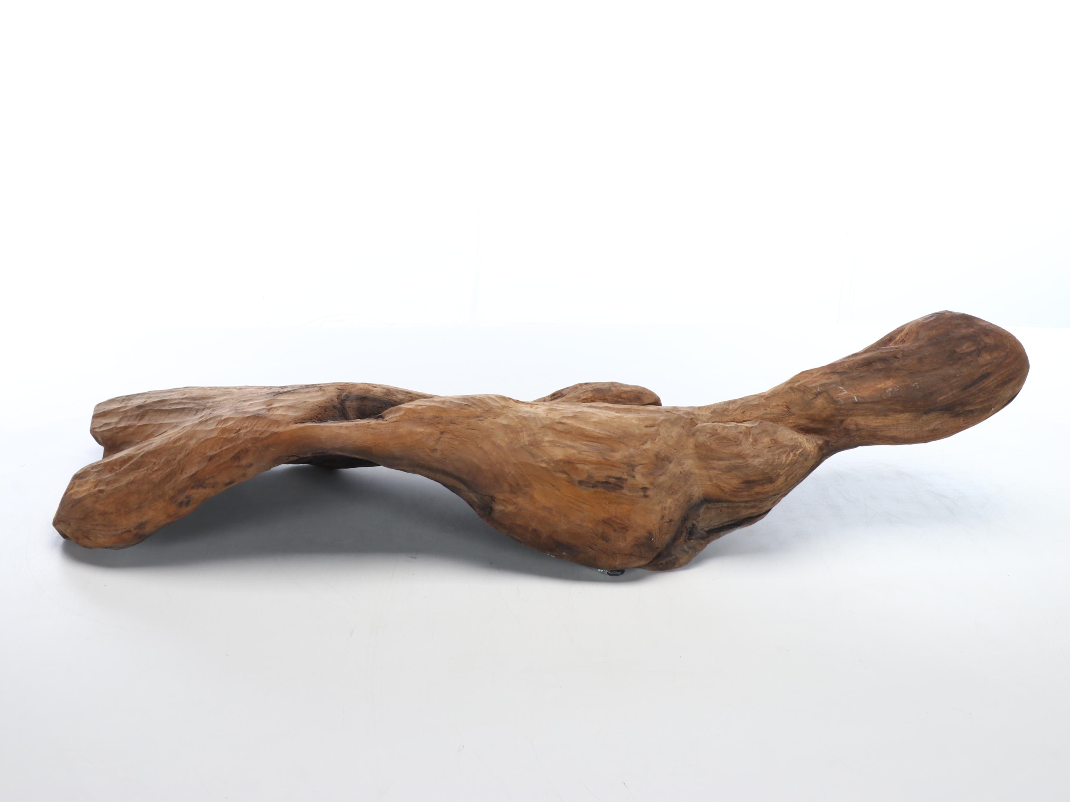 Large Biomorphic Hand-Carved Wood Sculpture for Wall