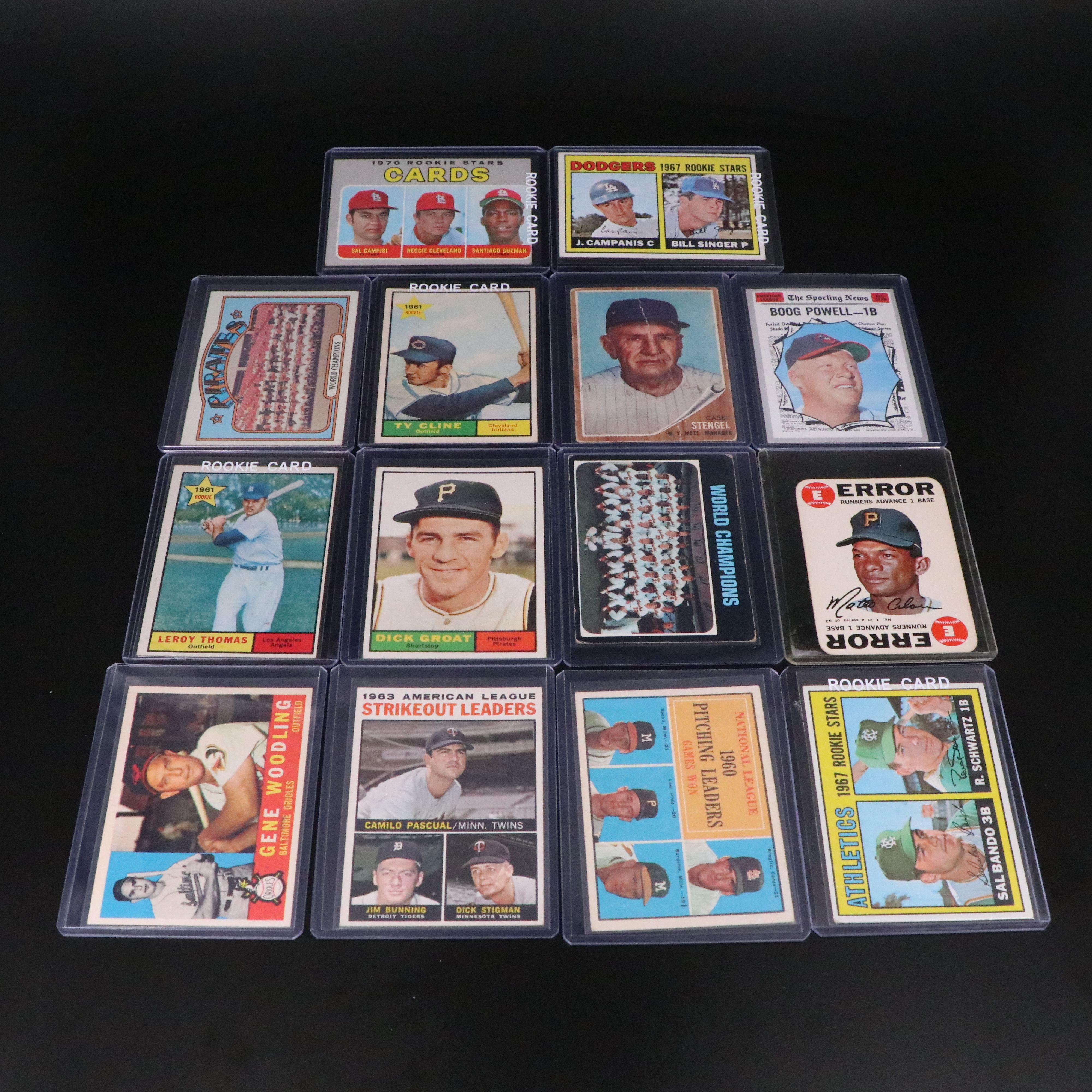 Topps with Other Baseball Cards Featuring Reggie Jackson, Robin Roberts, & More