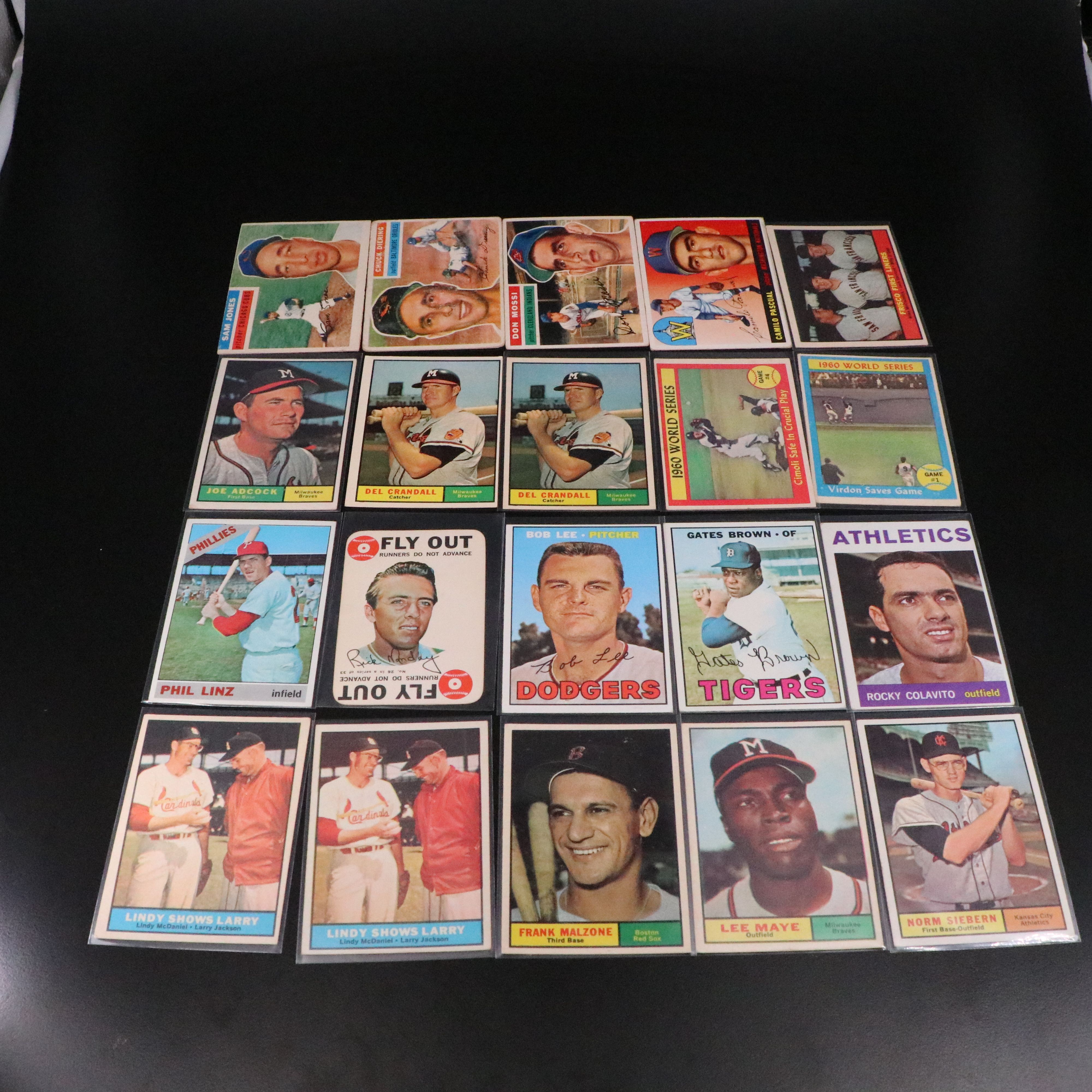 Topps with Other Baseball Cards Featuring Reggie Jackson, Robin Roberts, & More
