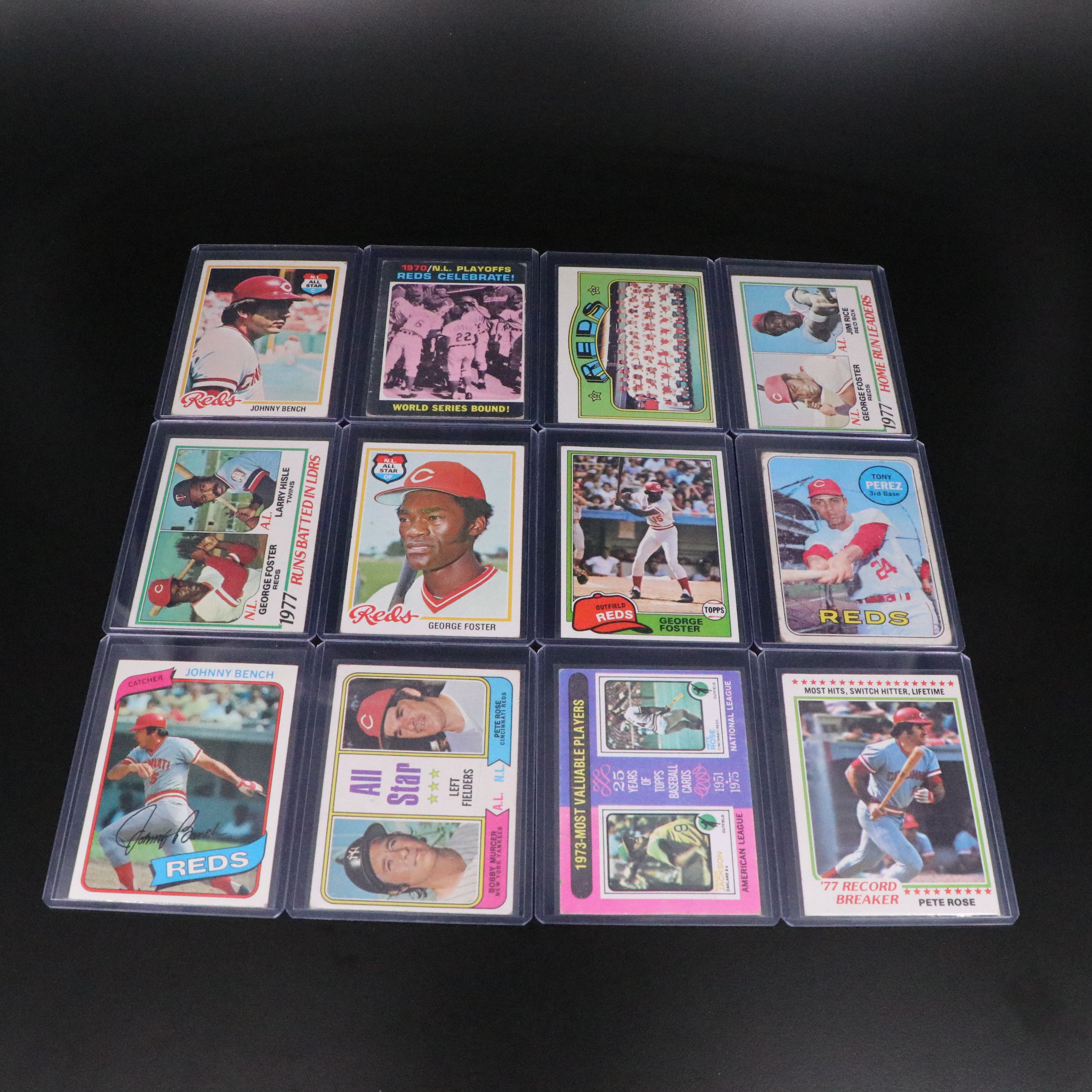 Cincinnati Reds Baseball Cards Featuring Pete Rose, Johnny Bench, and More