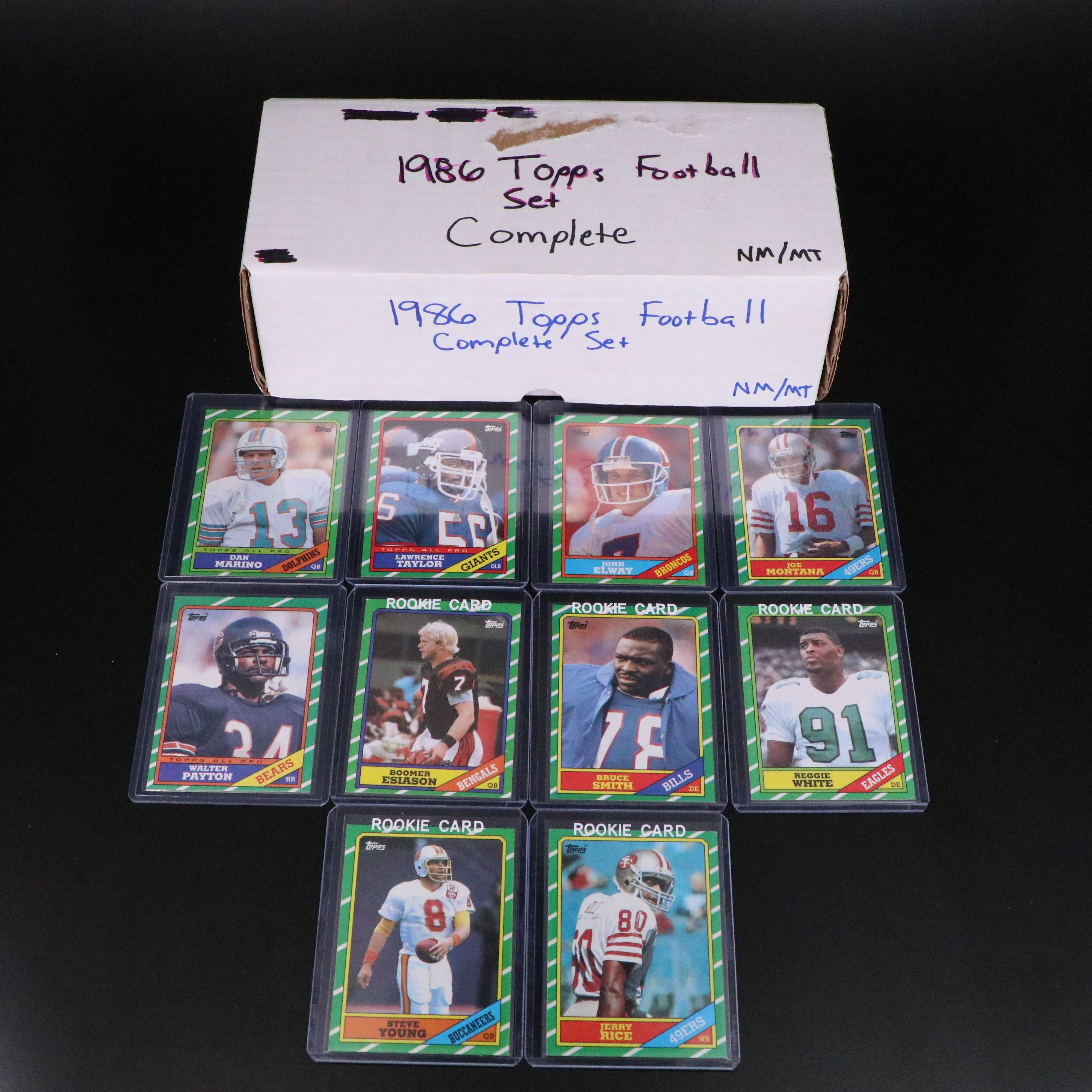 1986 Topps Football Card Set Featuring Jerry Rice and Steve Young Rookies