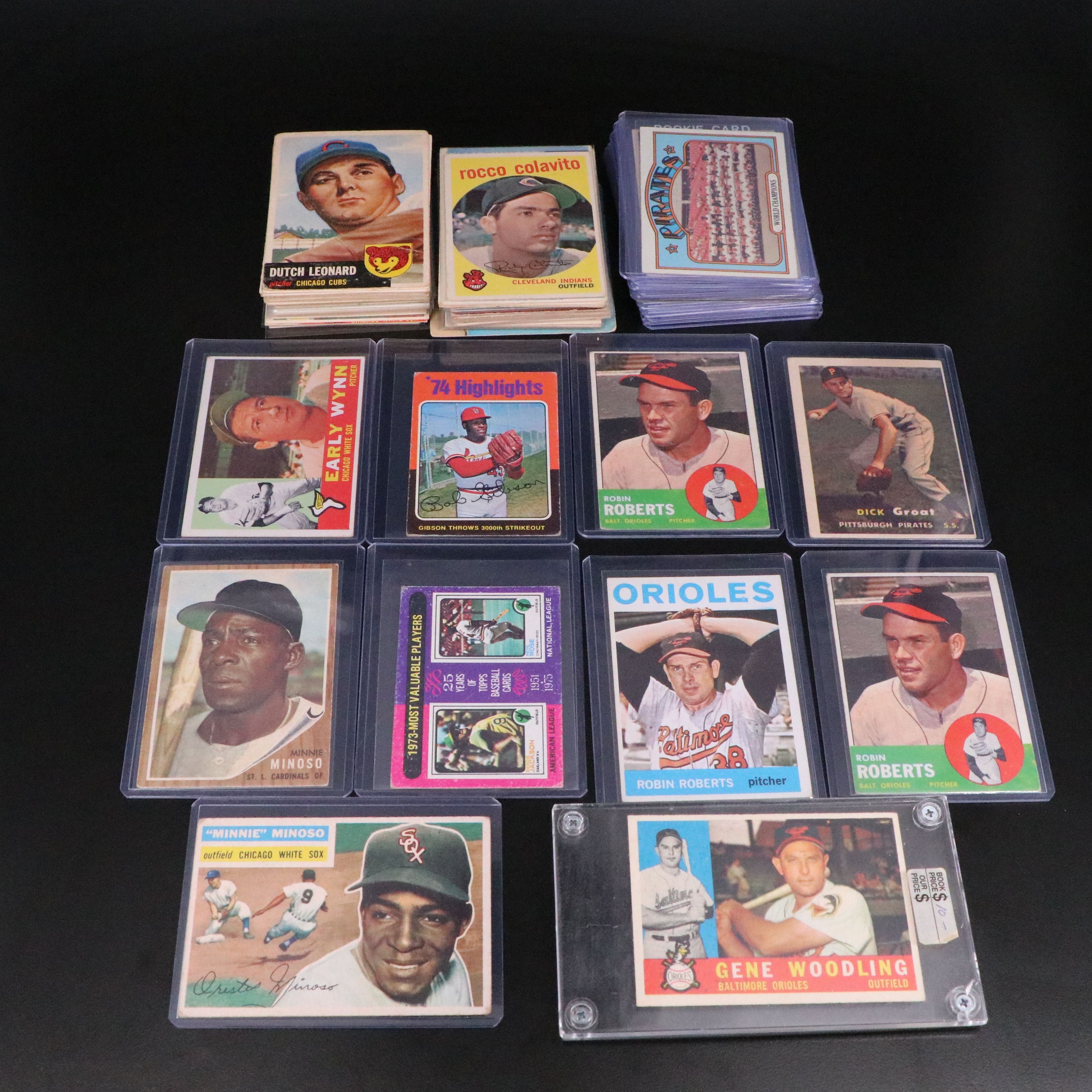 Topps with Other Baseball Cards Featuring Reggie Jackson, Robin Roberts, & More