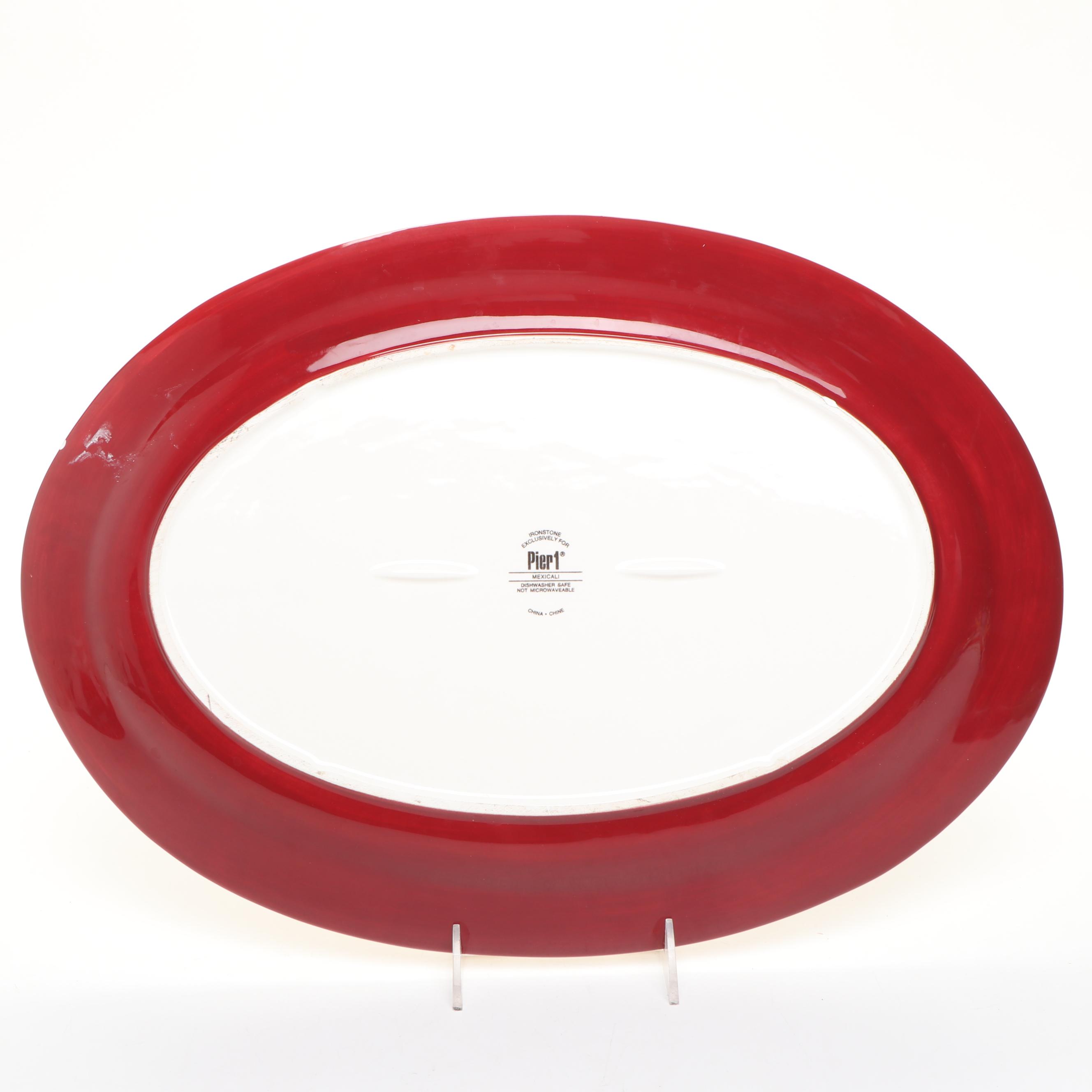 Pier 1 "Mexicali" Ceramic Tray with Nut Bowls and Other Enameled Copper Bowl