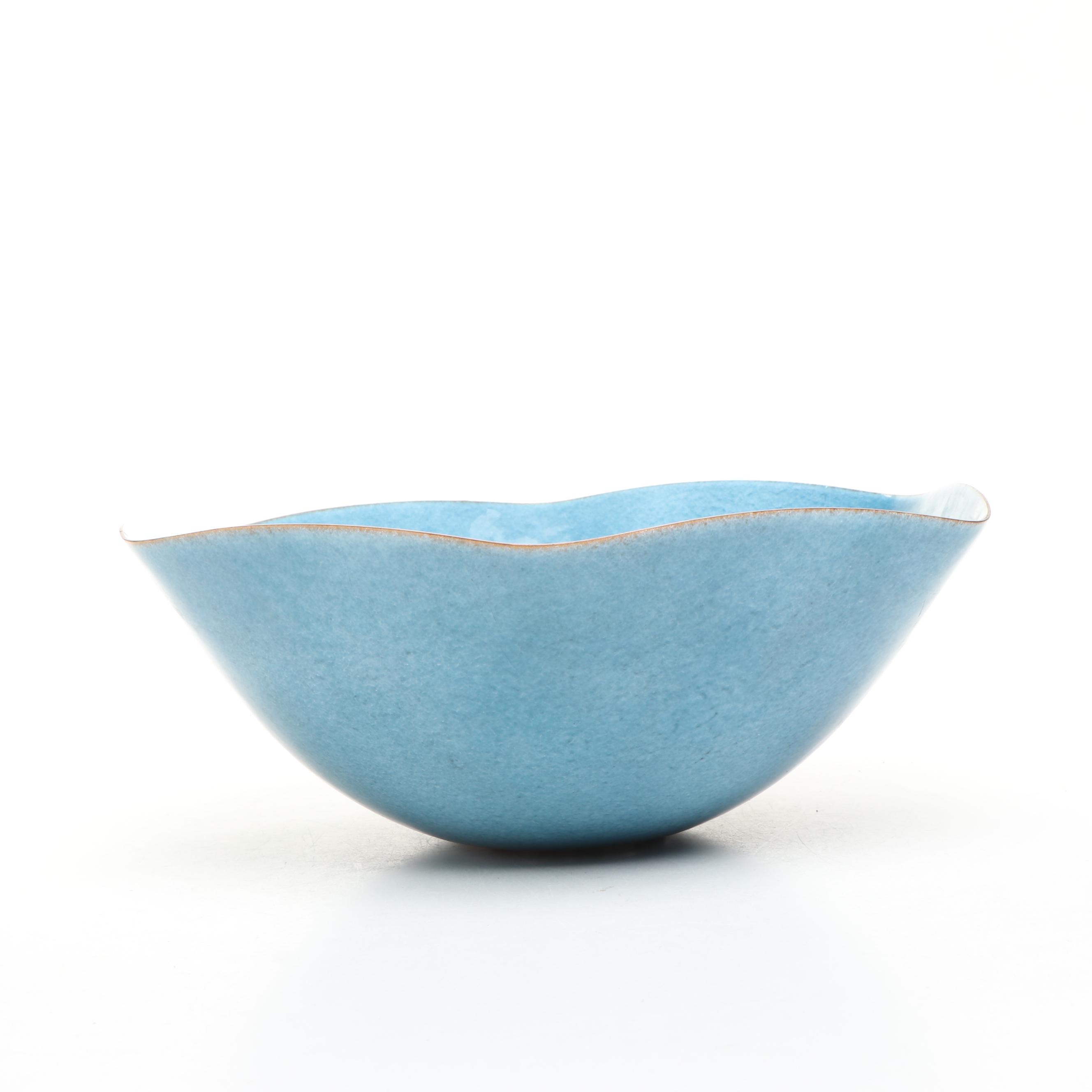 Pier 1 "Mexicali" Ceramic Tray with Nut Bowls and Other Enameled Copper Bowl