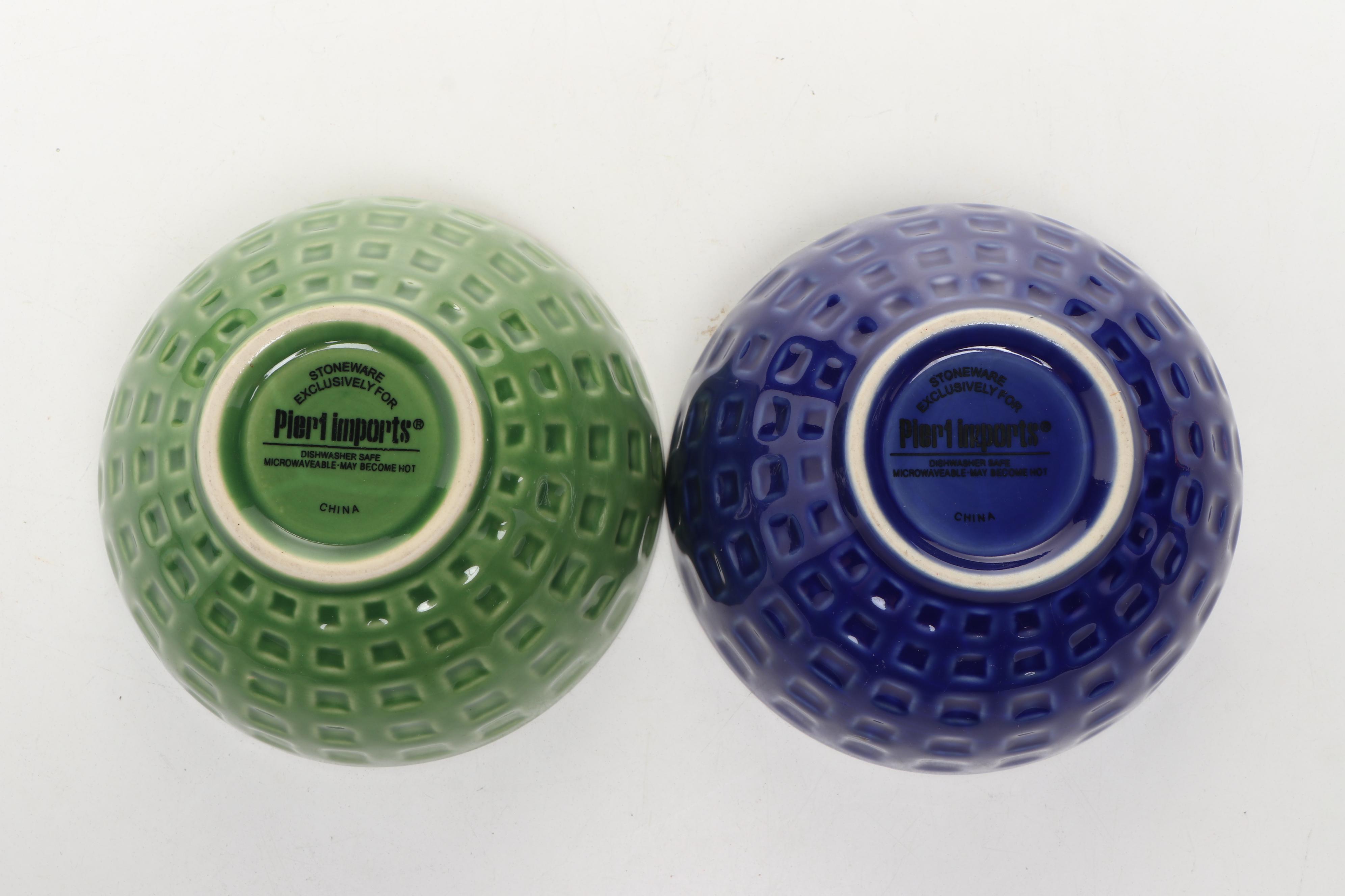 Pier 1 "Mexicali" Ceramic Tray with Nut Bowls and Other Enameled Copper Bowl