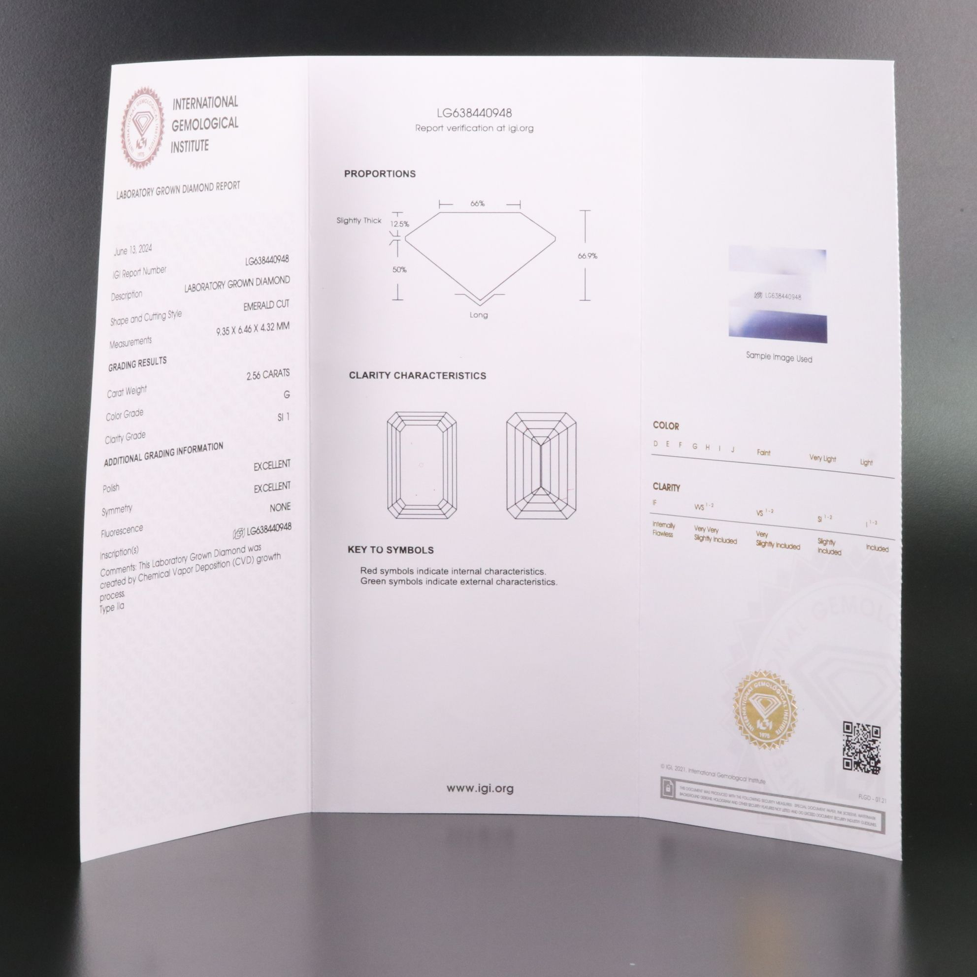 Loose 2.56 CT Lab Grown Diamond with IGI Report