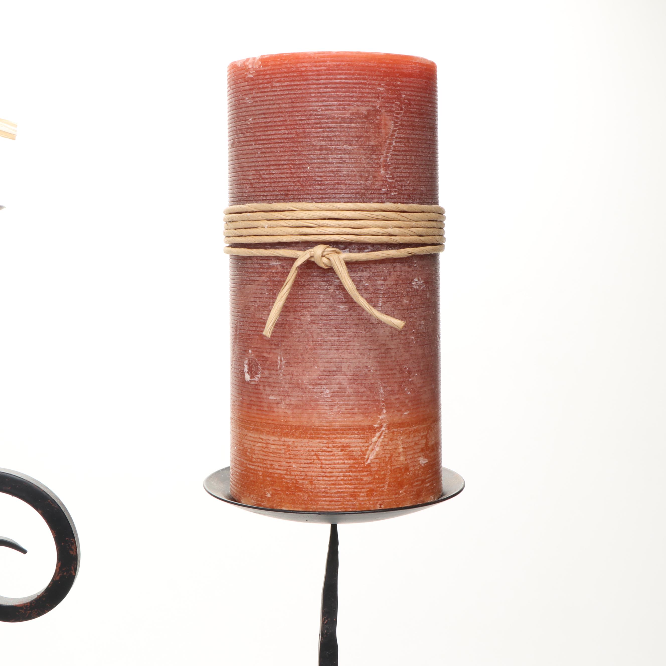 Baroque Style Metal Candle Holders and Candles