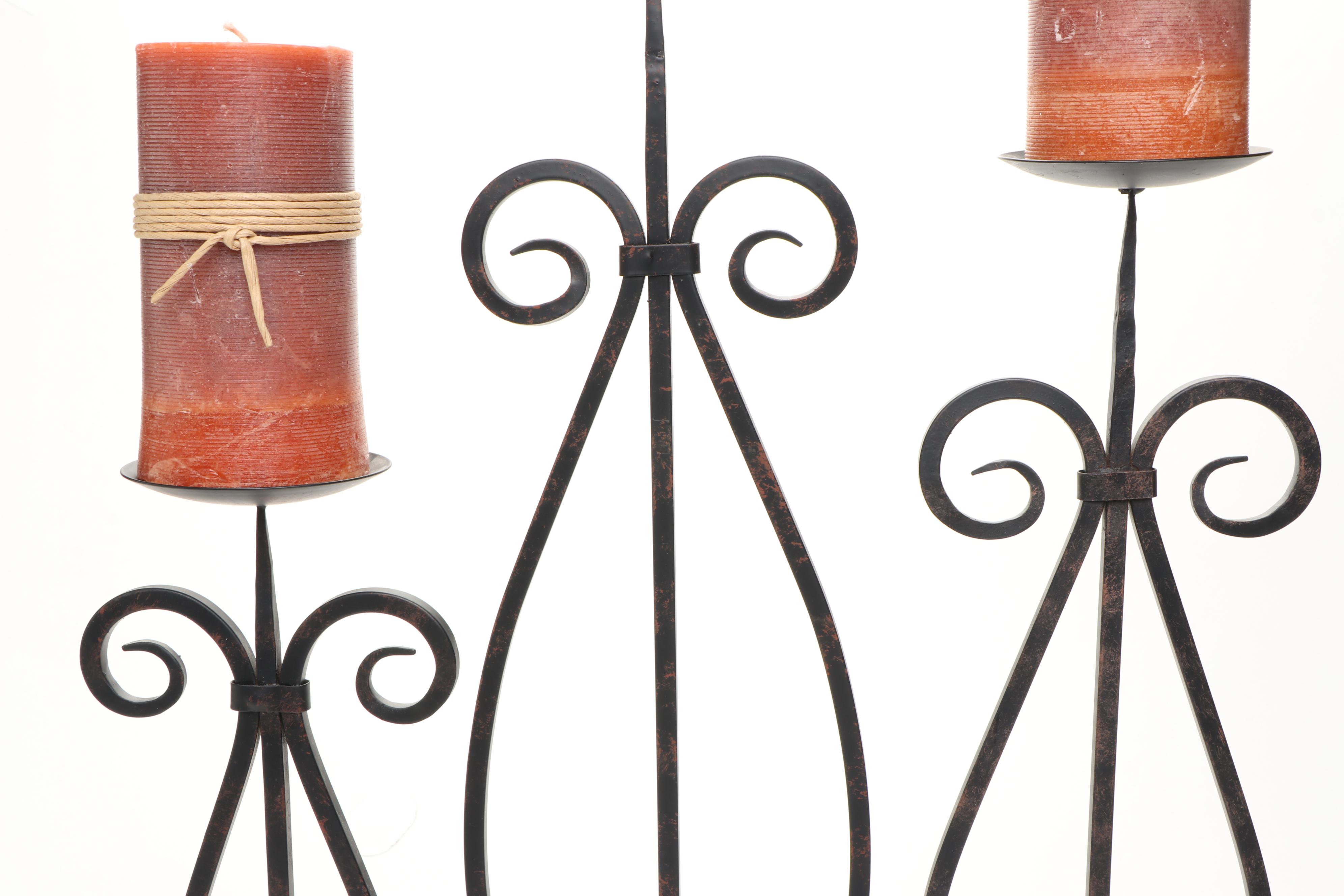 Baroque Style Metal Candle Holders and Candles