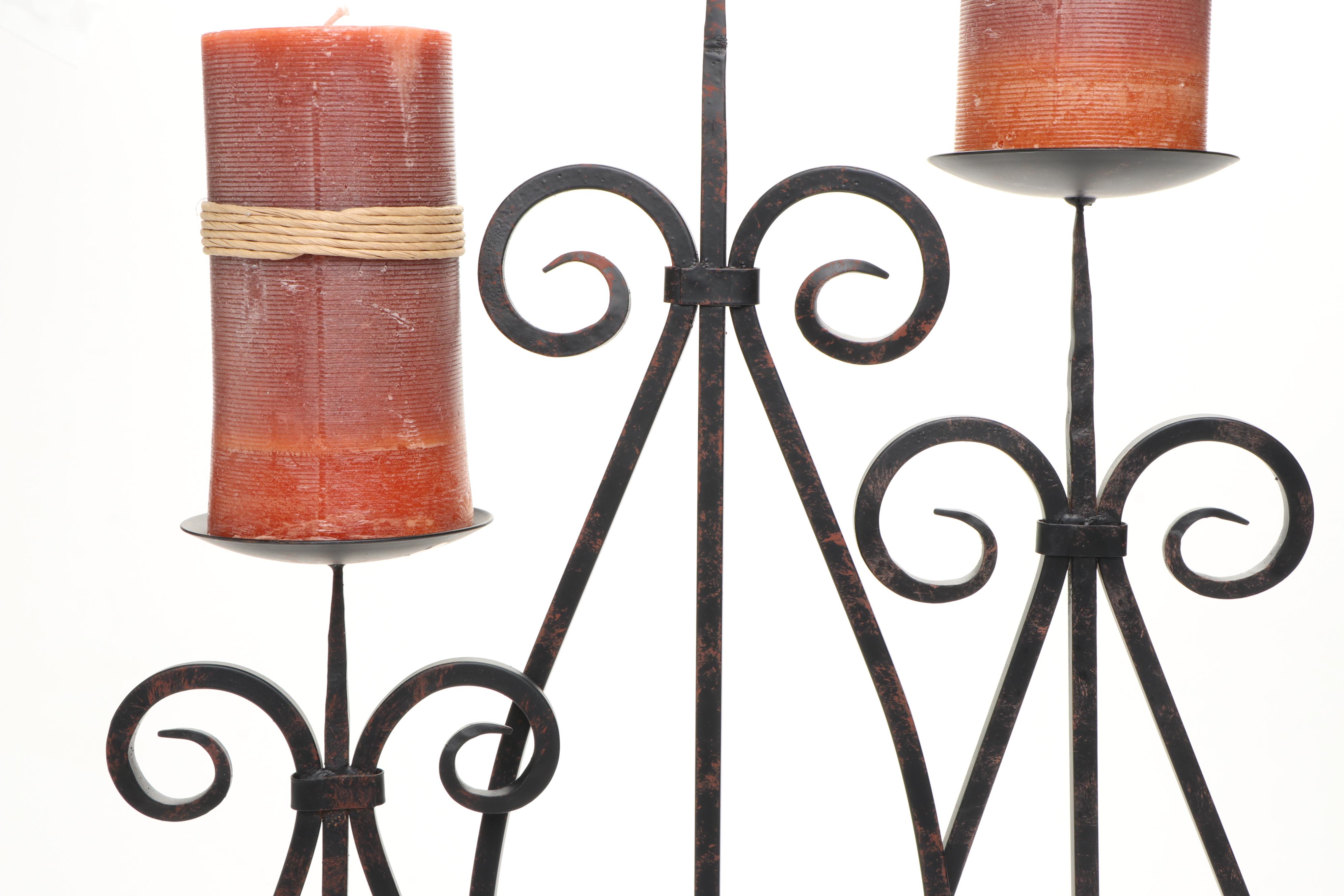 Baroque Style Metal Candle Holders and Candles