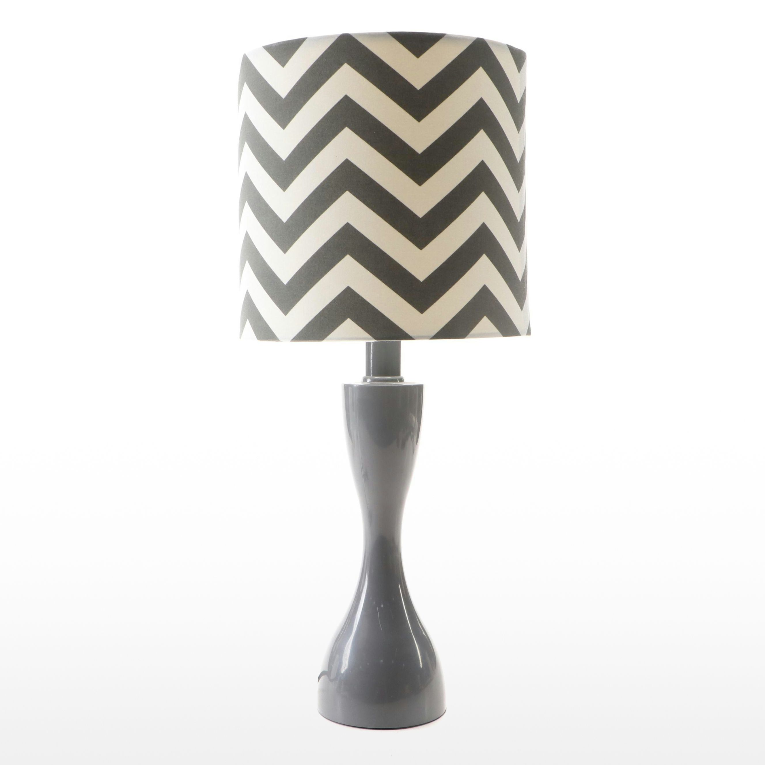 Contemporary Gray Chevron Table Lamp