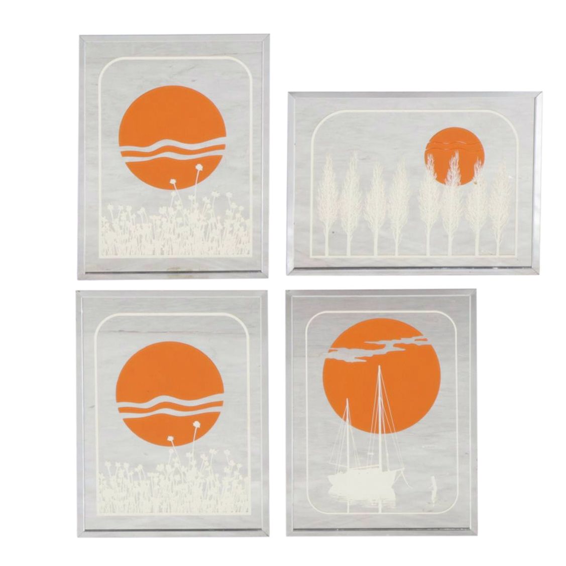 Four Jim Rosloff for Academy Arts Mid Century Modern Hanging Mirror Decorations