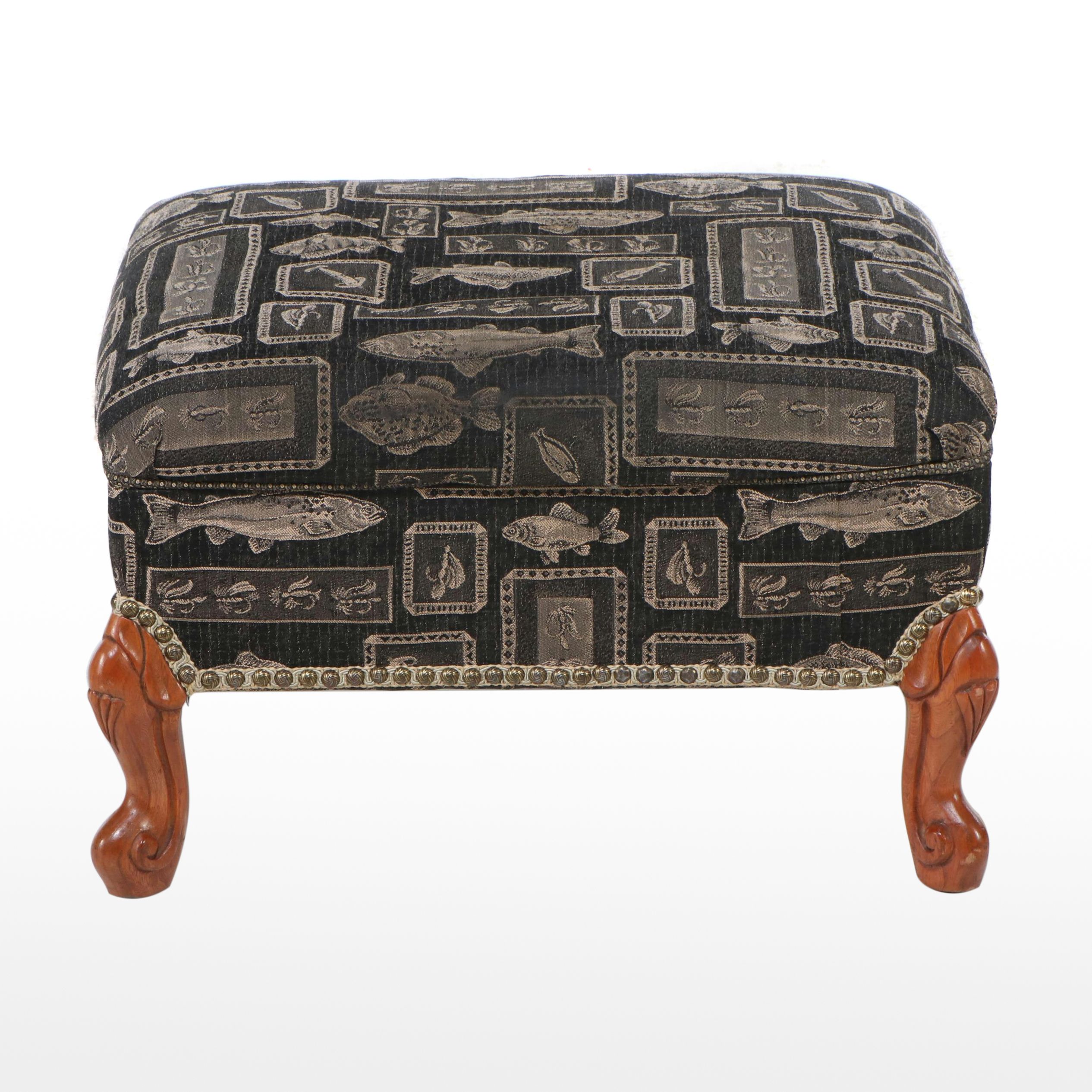Louis XV Style Fish Upholstered Footstool