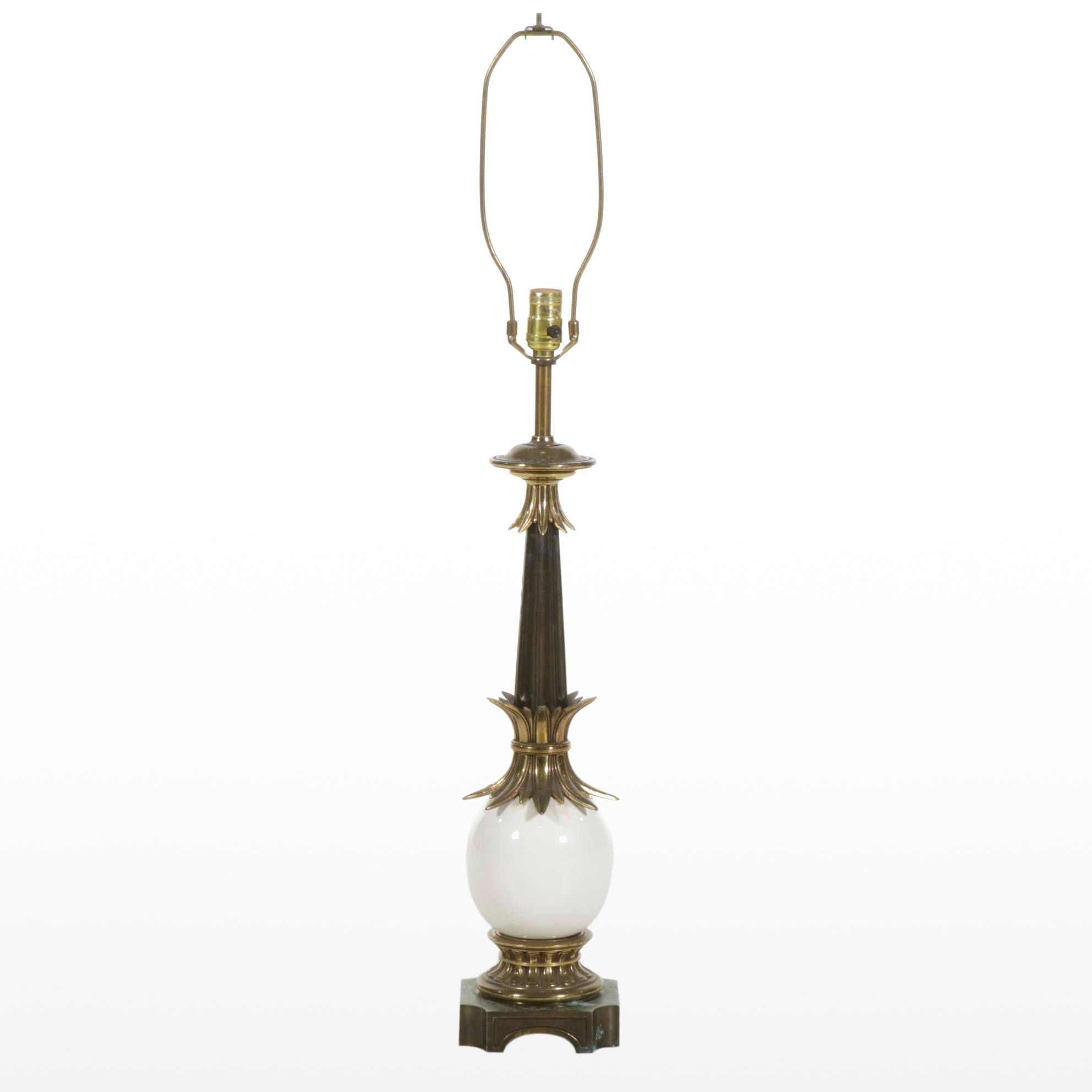 Stiffel Hollywood Regency Style Faux Ostrich Egg and Brass Table Lamp
