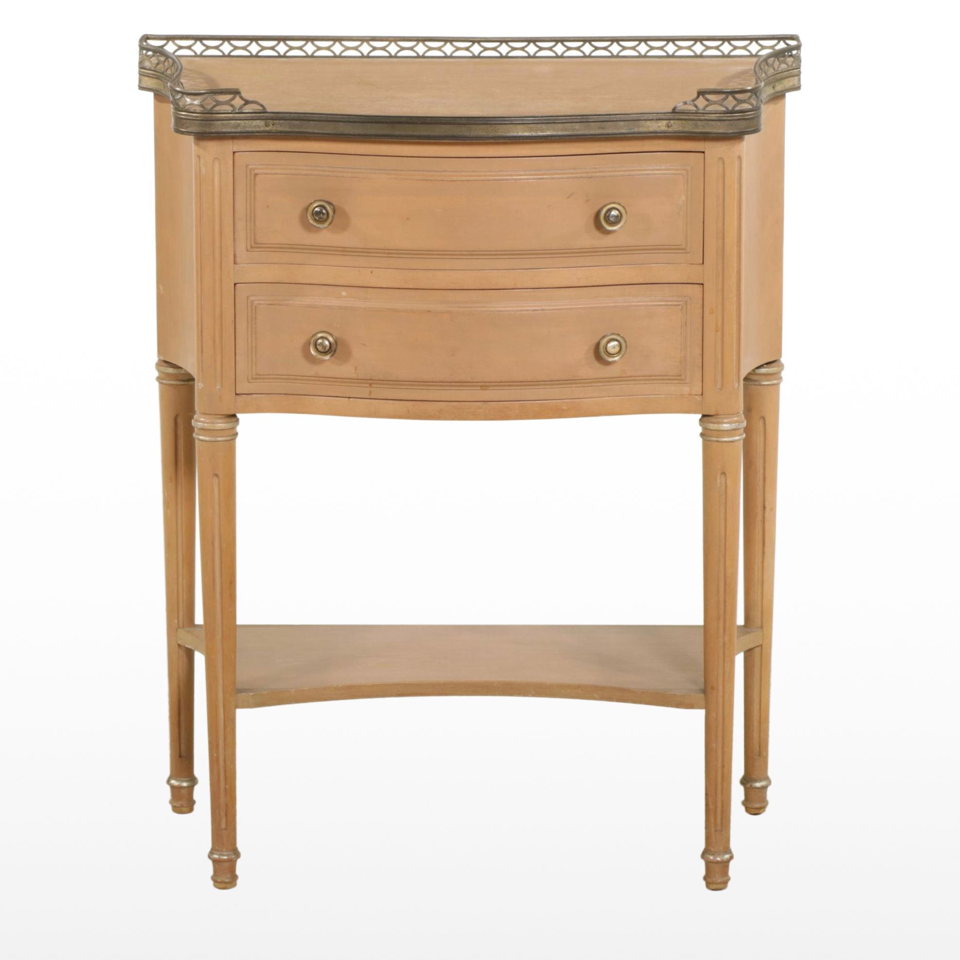 Louis XVI Style Painted Side Table with Brass Gallery Rail, Mid-20th Century