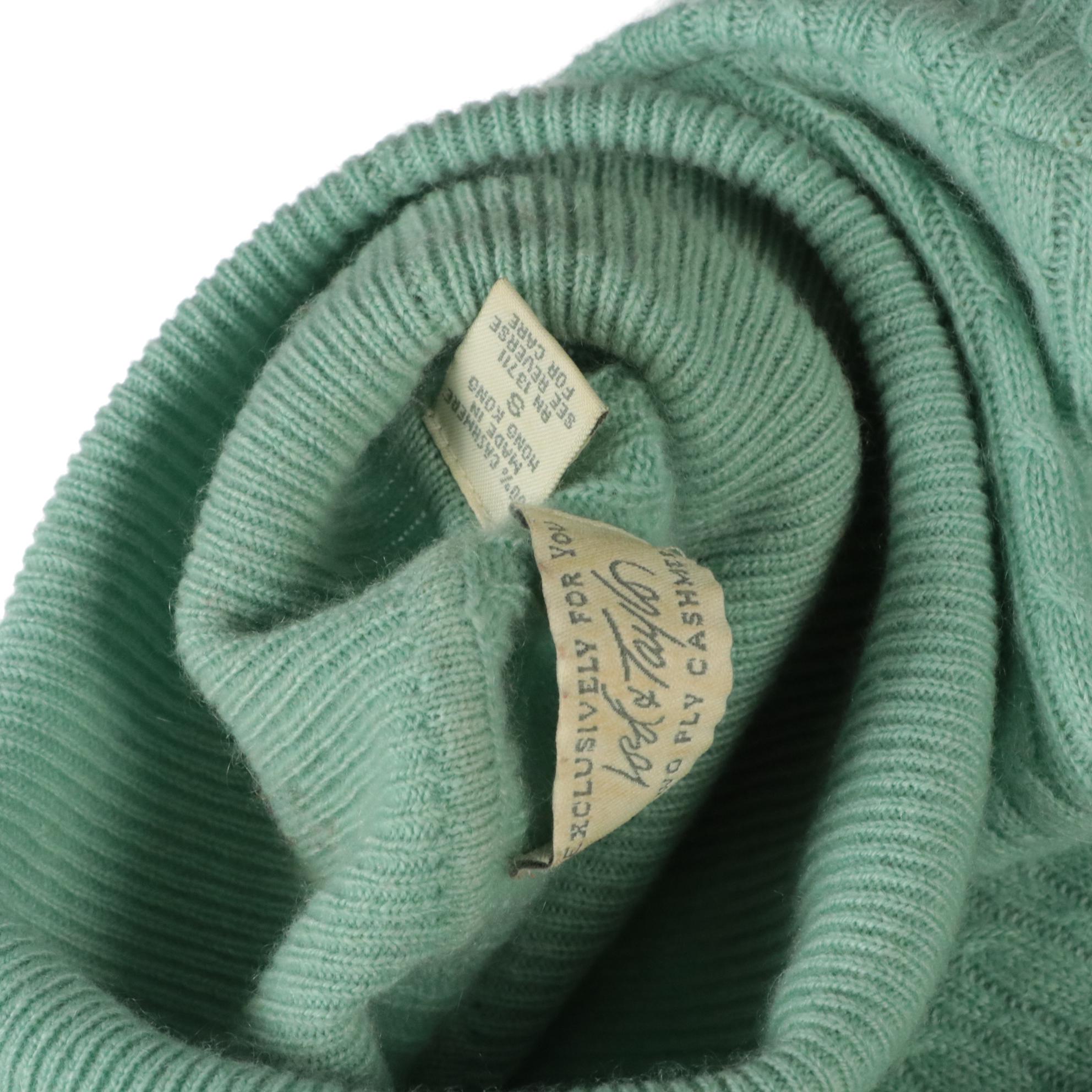 Lord & Taylor Mint Cable Knit Cashmere Turtleneck, Country Shop Navy Turtleneck