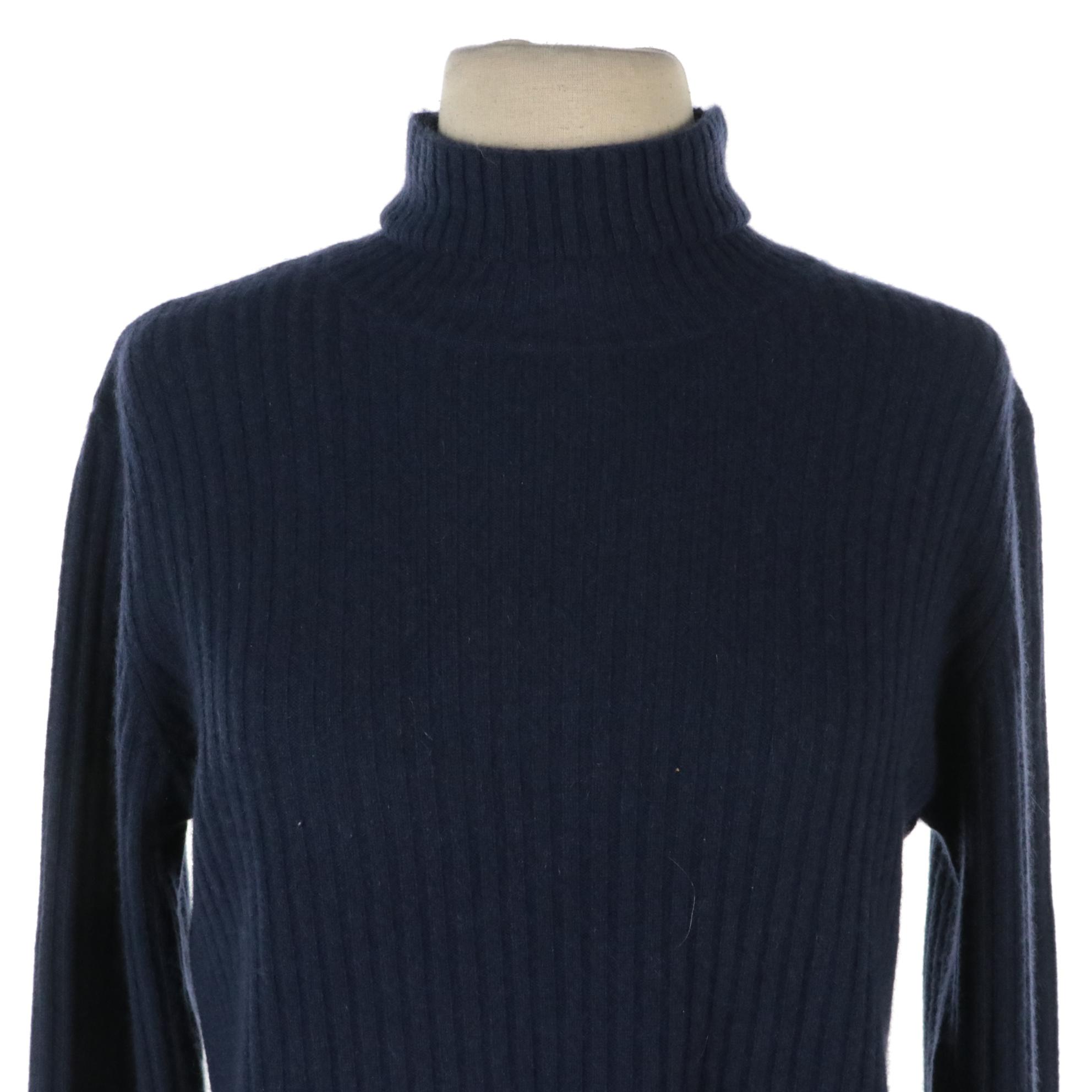 Lord & Taylor Mint Cable Knit Cashmere Turtleneck, Country Shop Navy Turtleneck