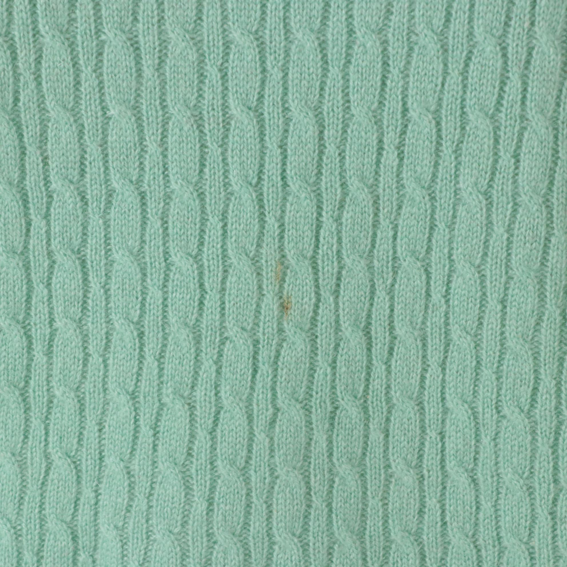 Lord & Taylor Mint Cable Knit Cashmere Turtleneck, Country Shop Navy Turtleneck