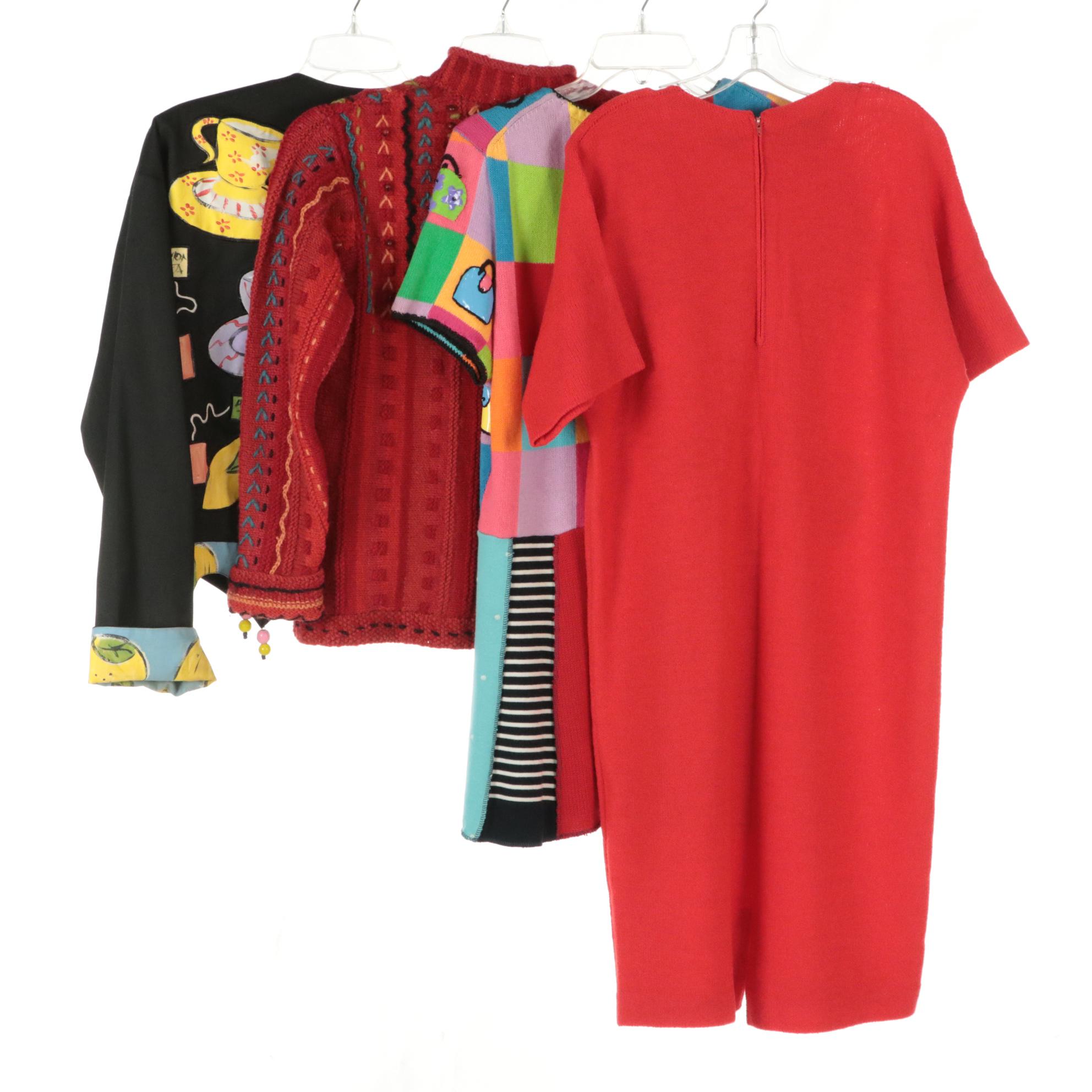 Michael Simon Purse Print Long Cardigan, Encore Painted Tea-Themed Jacket & More