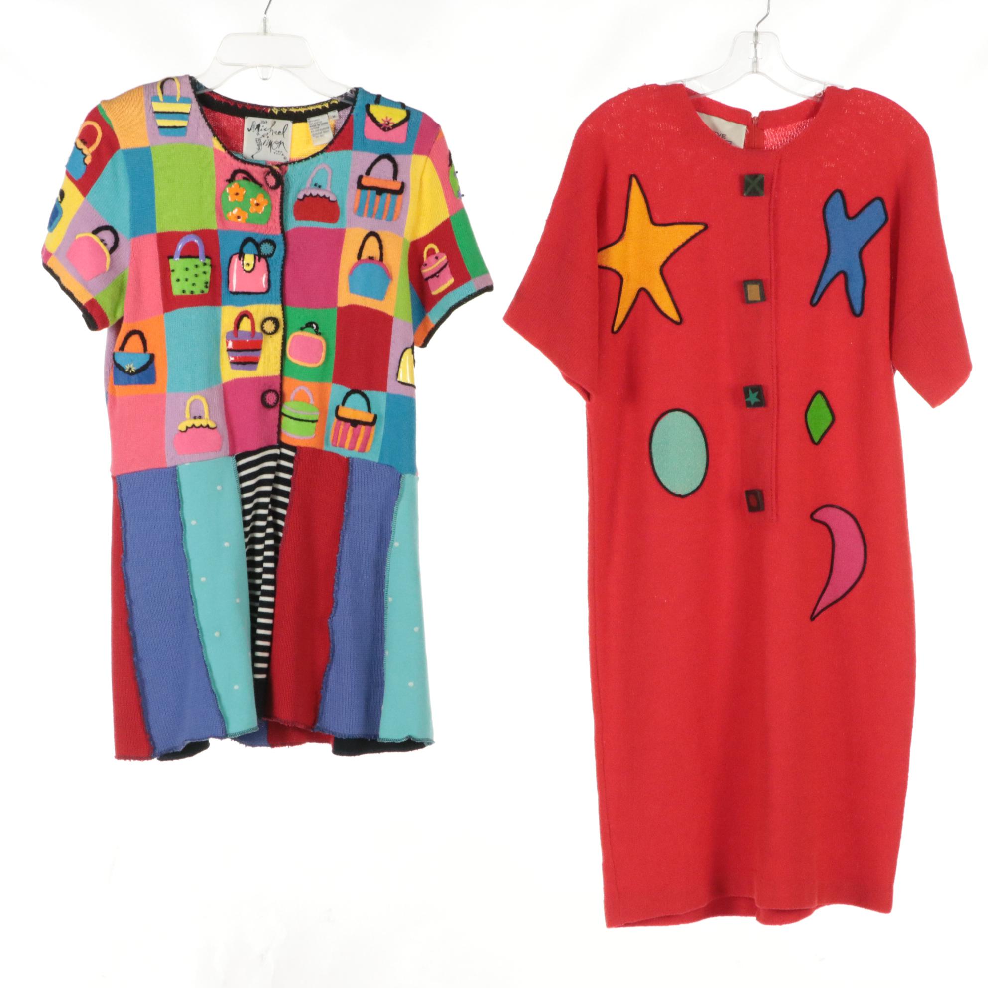 Michael Simon Purse Print Long Cardigan, Encore Painted Tea-Themed Jacket & More