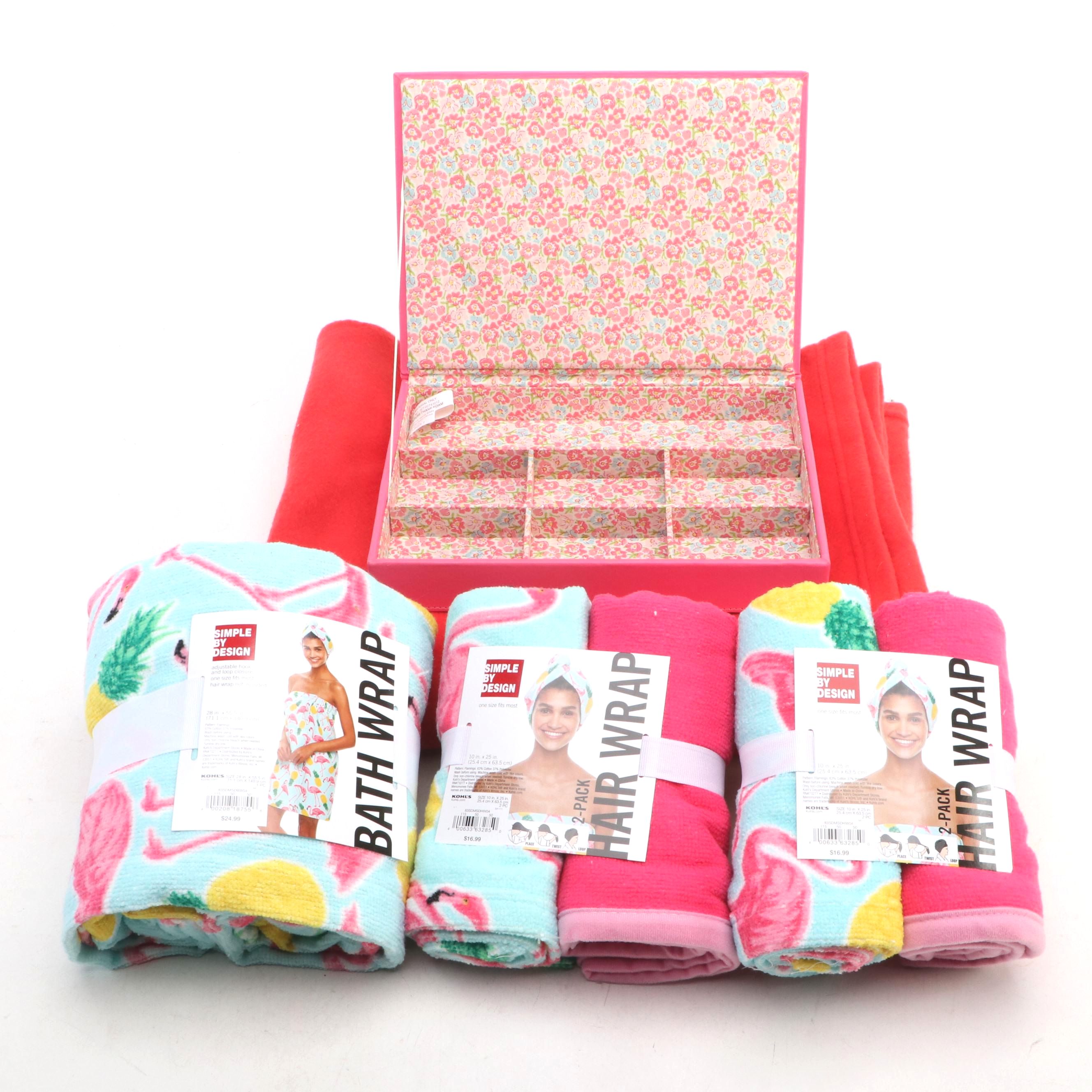 Simple by Design Flamingo Body and Hair Wraps with Jewelry Box