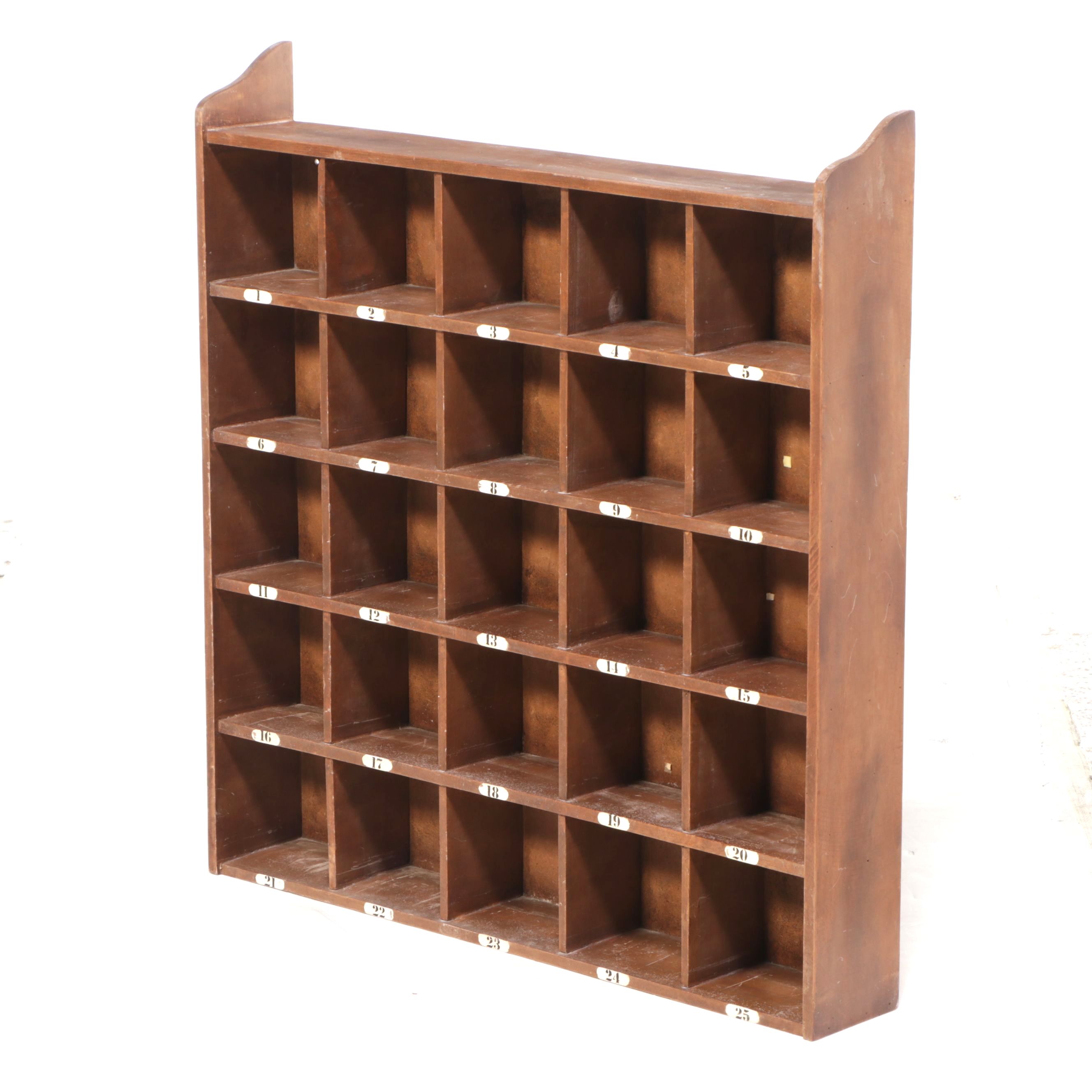 Wooden Numbered Cubby Display Shelf