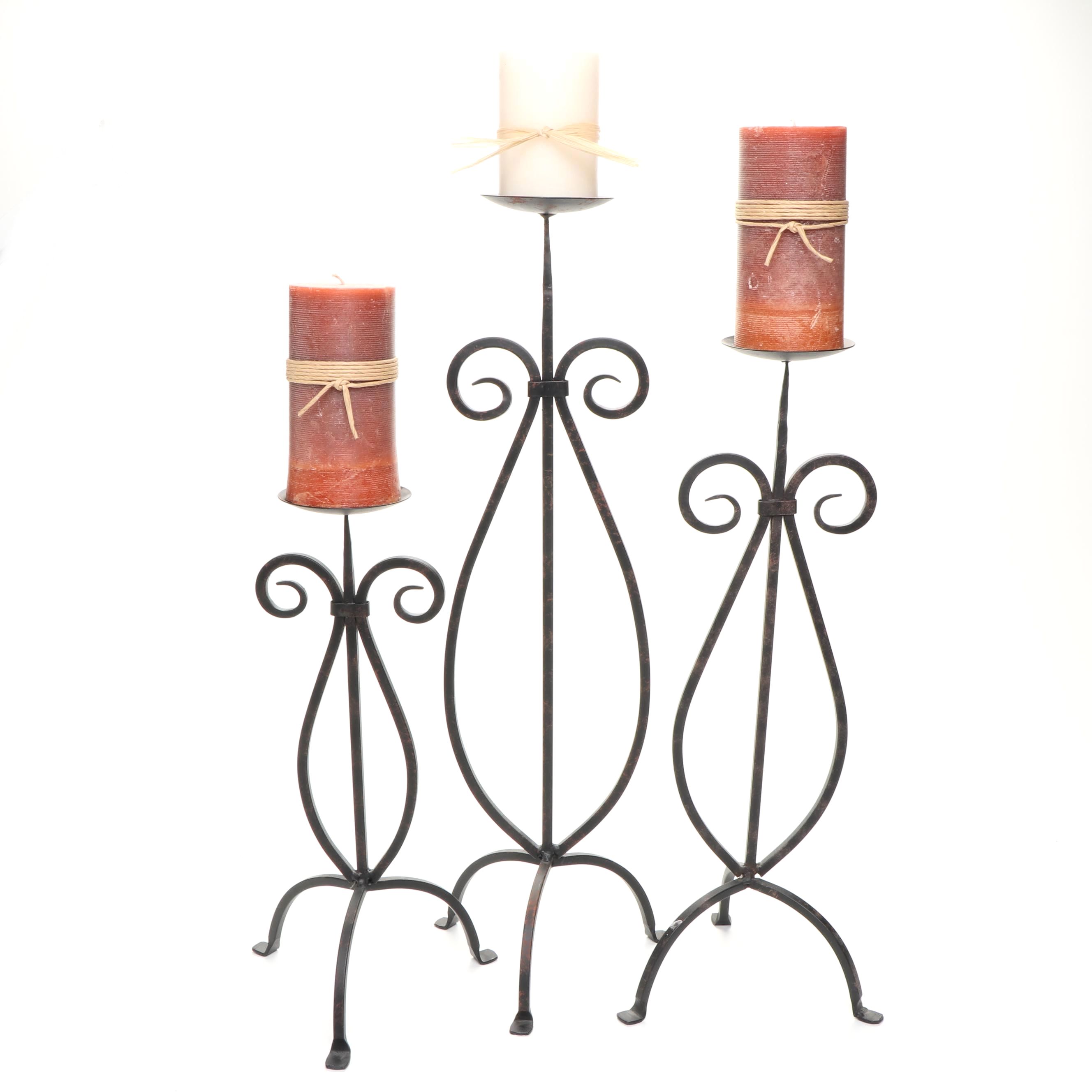 Baroque Style Metal Candle Holders and Candles