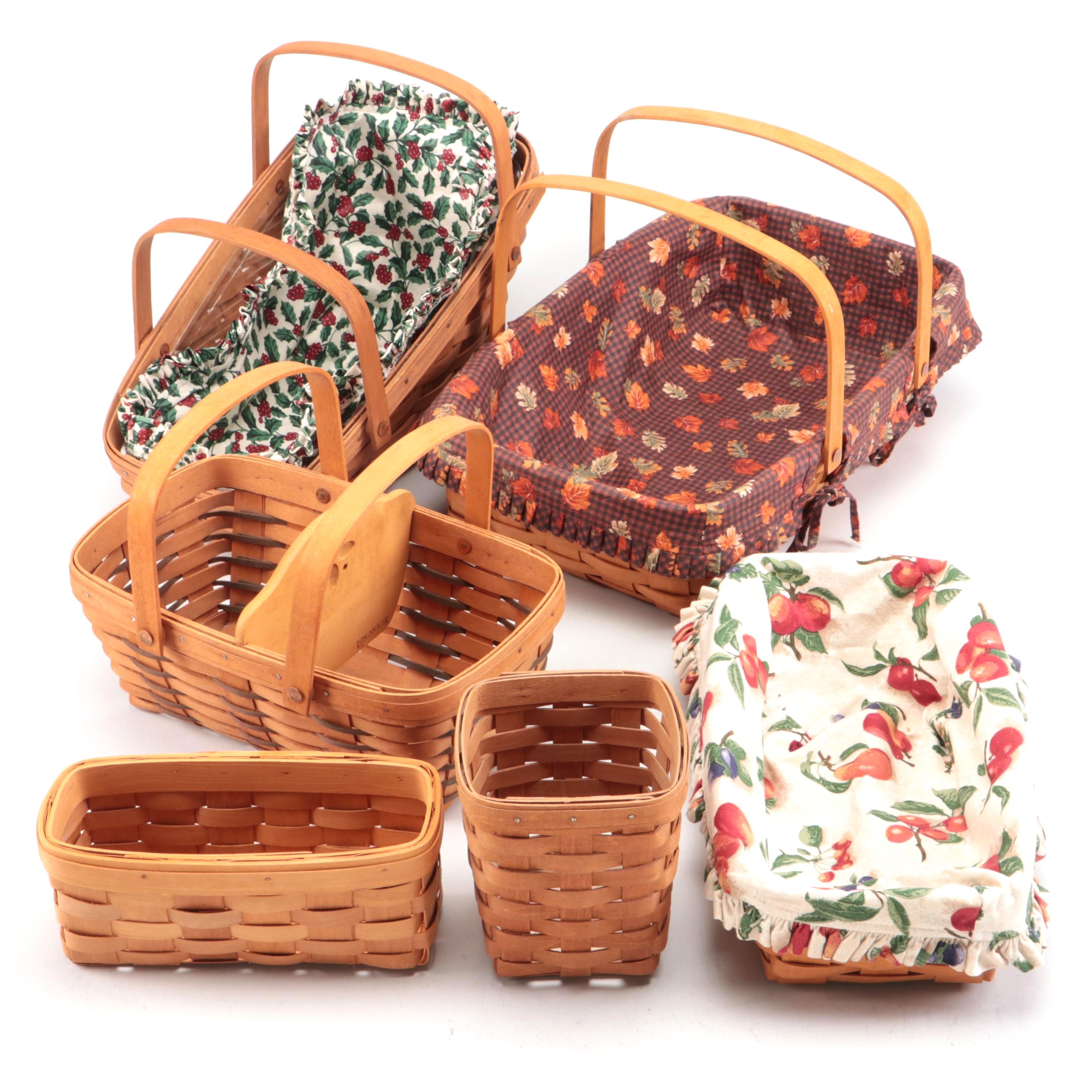 Longaberger Splint Wood Baskets and Fabric Liners