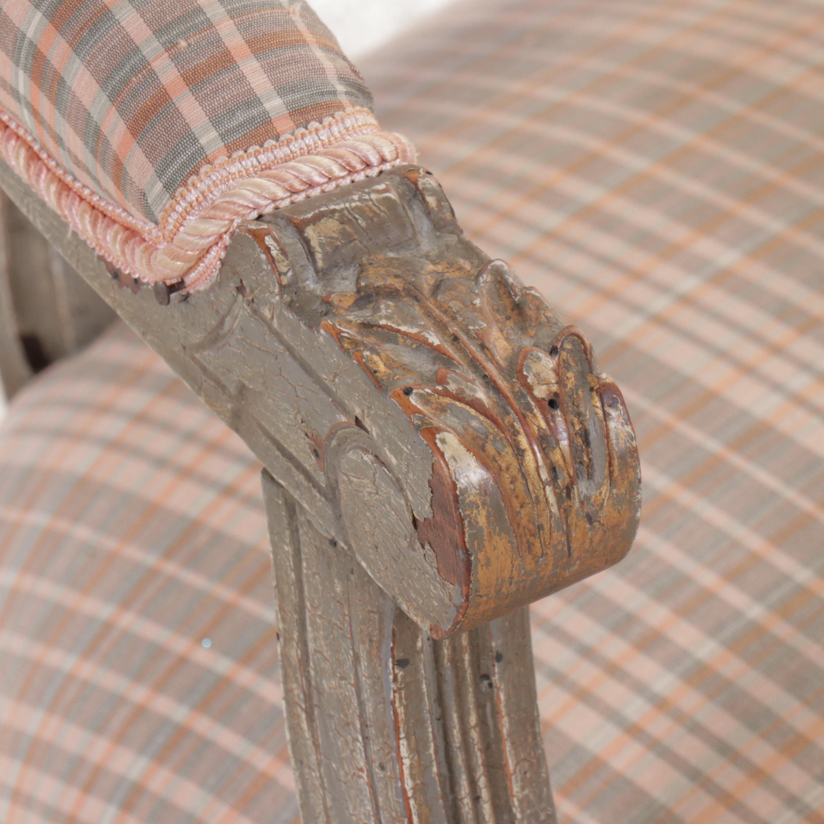 Pair of Louis XVI Style Upholstered Fauteuils