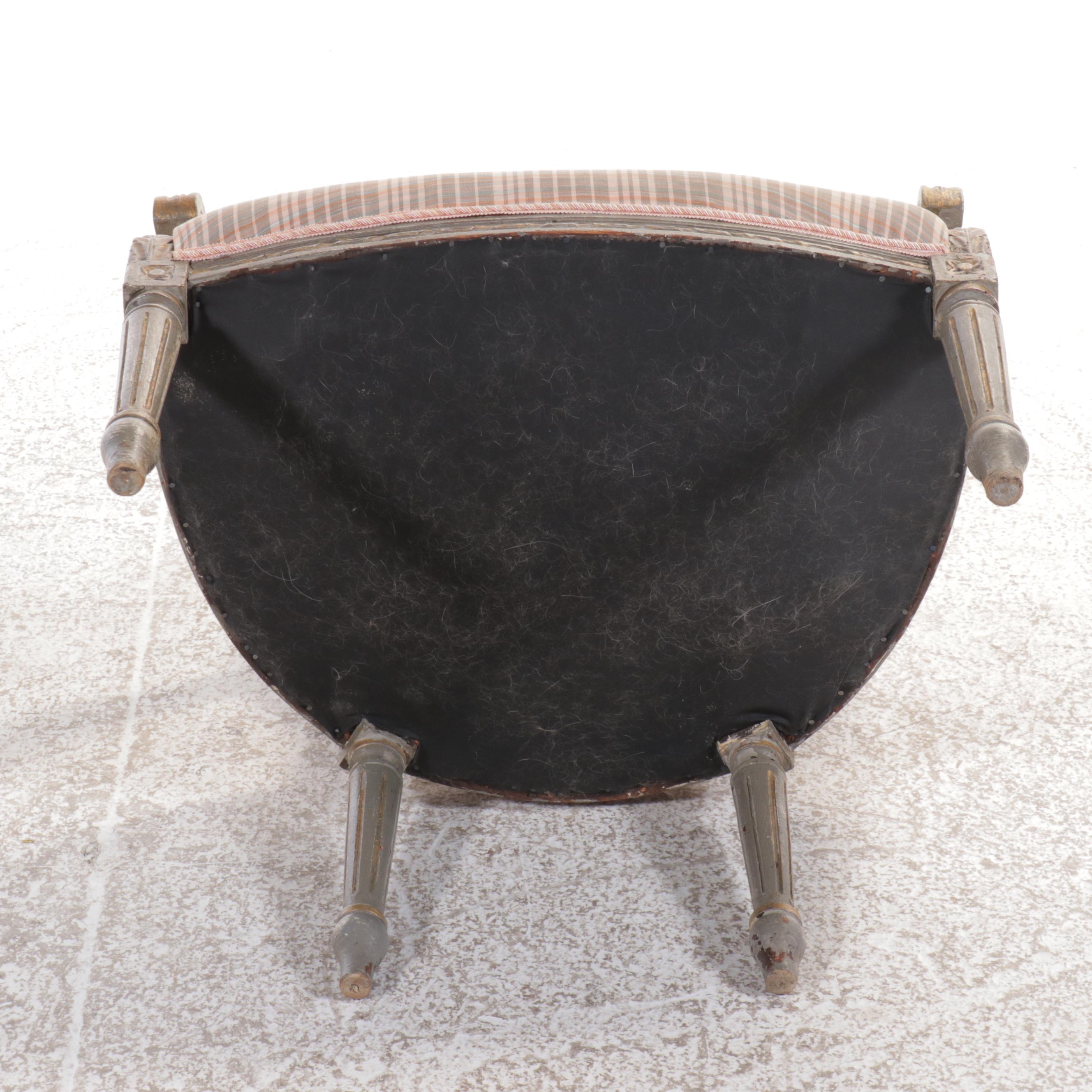 Pair of Louis XVI Style Upholstered Fauteuils
