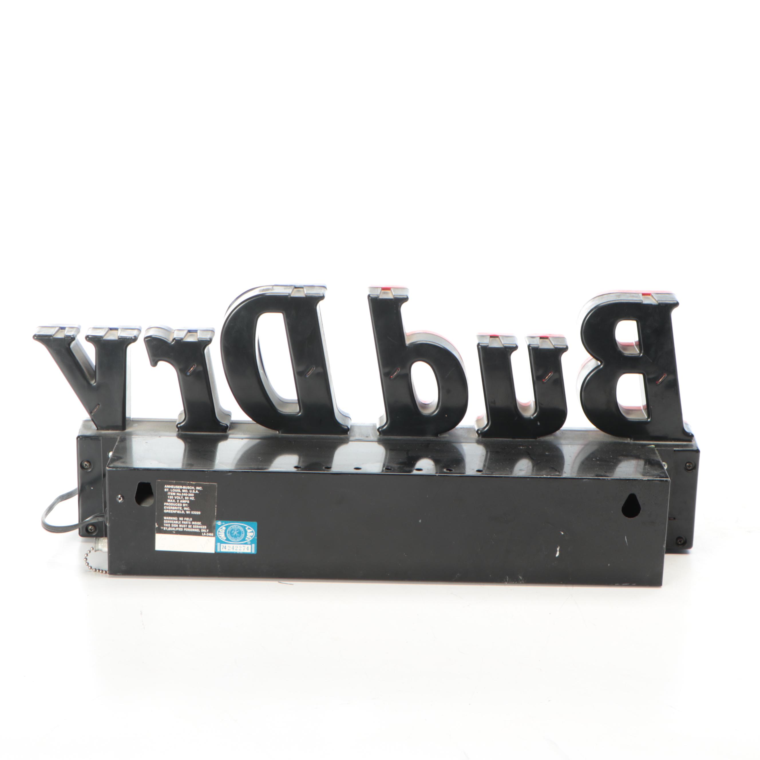 Bud Dry Cold Filtered Draft Illuminated Advertising Sign, 1990s